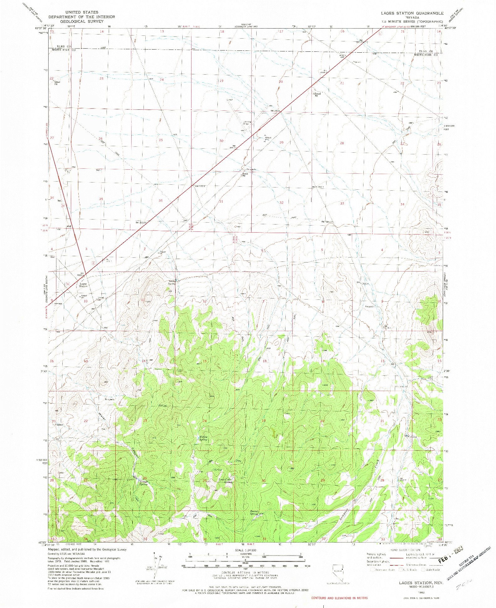 USGS 1:24000-SCALE QUADRANGLE FOR LAGES STATION, NV 1982