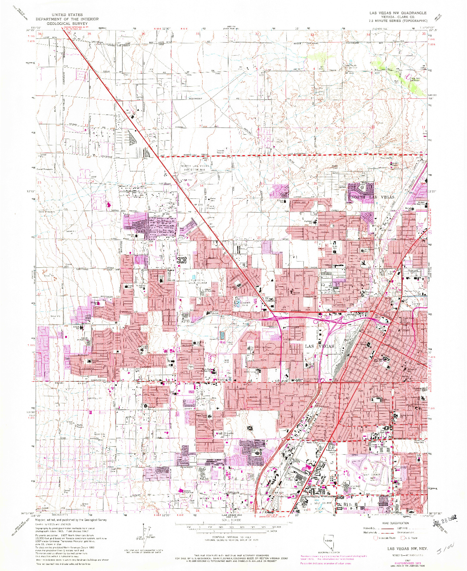 USGS 1:24000-SCALE QUADRANGLE FOR LAS VEGAS NW, NV 1967