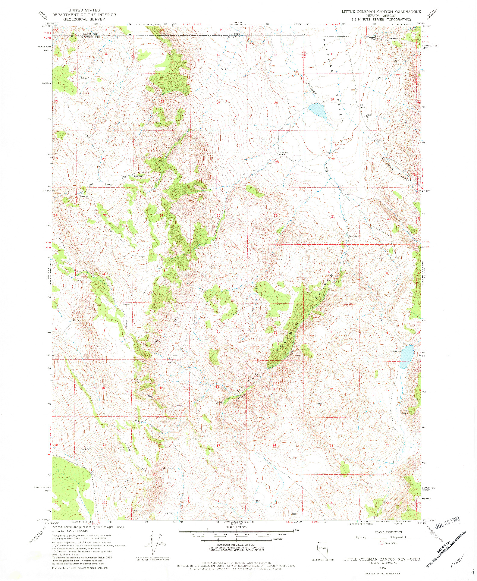 USGS 1:24000-SCALE QUADRANGLE FOR LITTLE COLEMAN CANYON, NV 1966