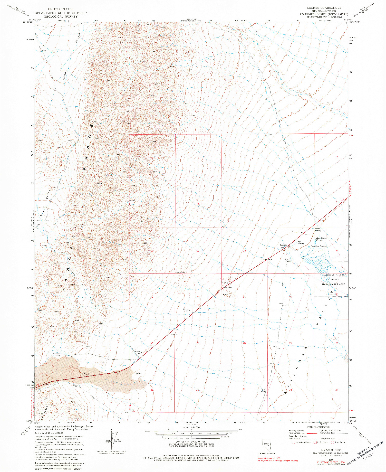 USGS 1:24000-SCALE QUADRANGLE FOR LOCKES, NV 1968