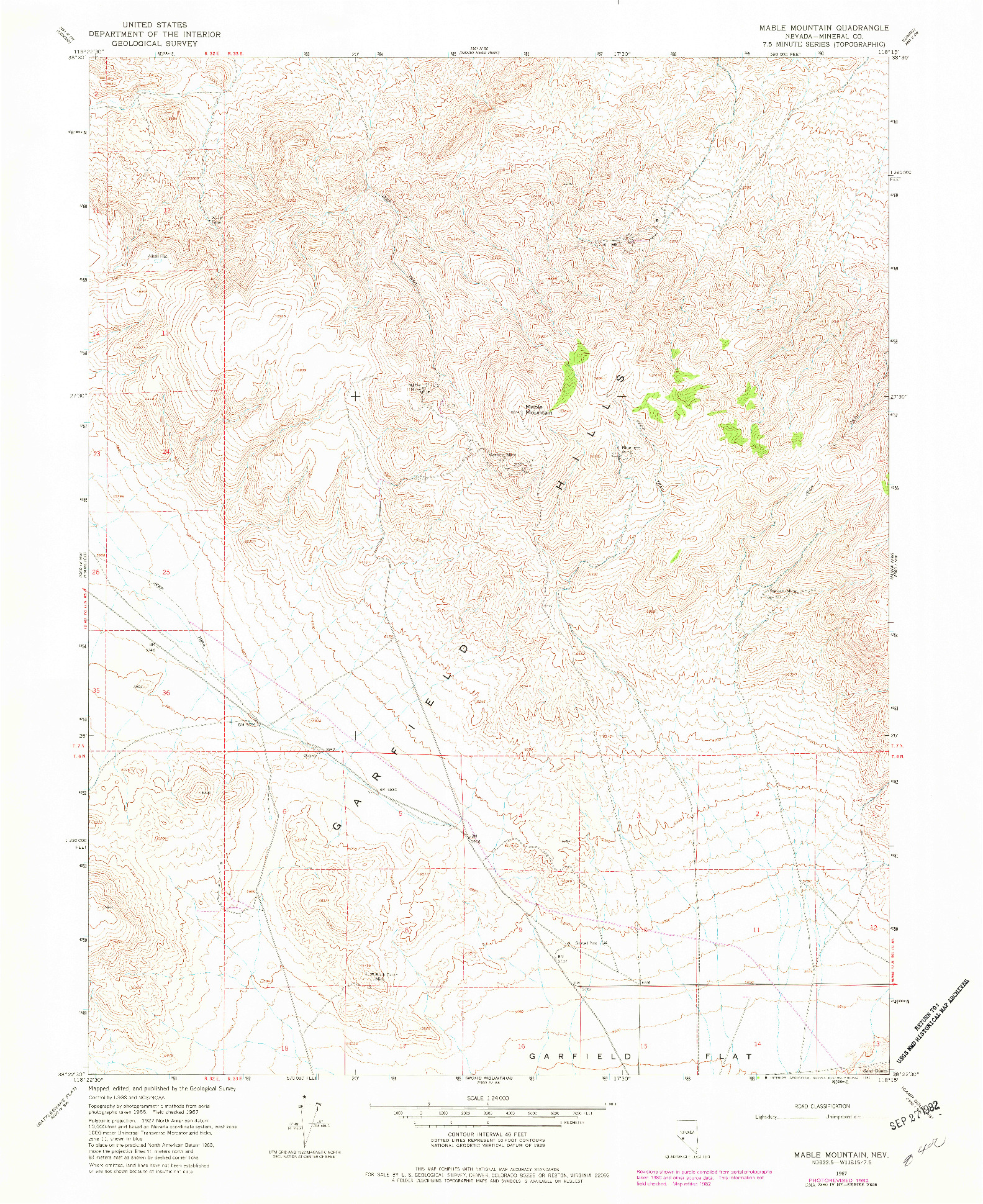 USGS 1:24000-SCALE QUADRANGLE FOR MABLE MOUNTAIN, NV 1967