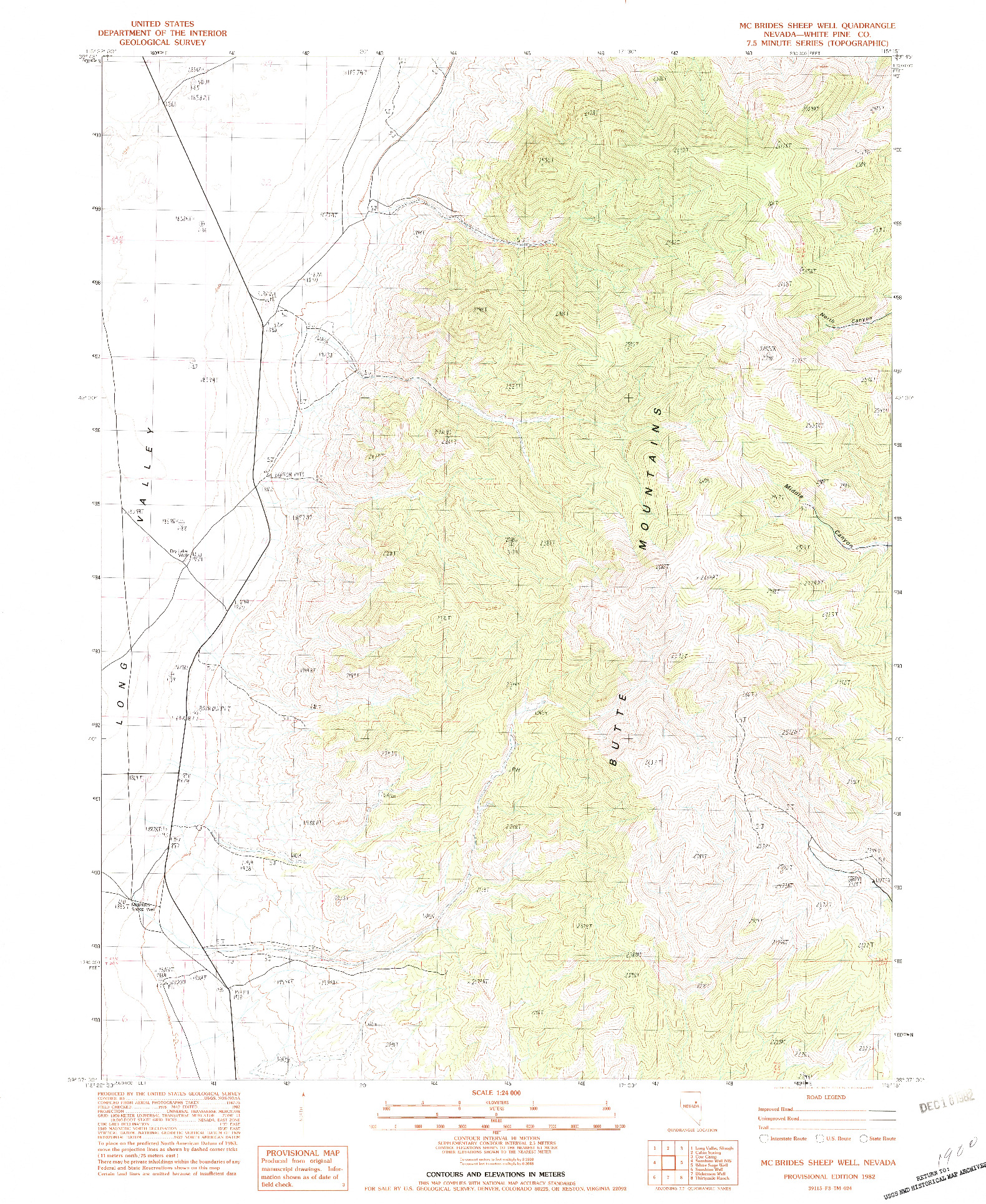 USGS 1:24000-SCALE QUADRANGLE FOR MCBRIDES SHEEP WELL, NV 1982