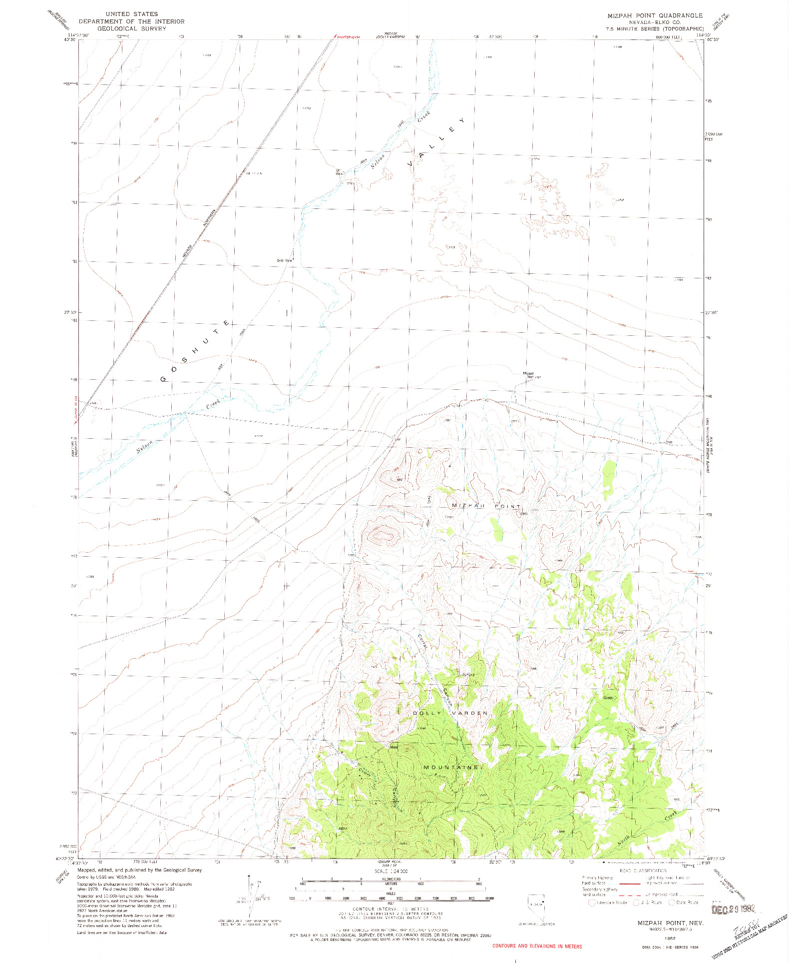 USGS 1:24000-SCALE QUADRANGLE FOR MIZPAH POINT, NV 1982