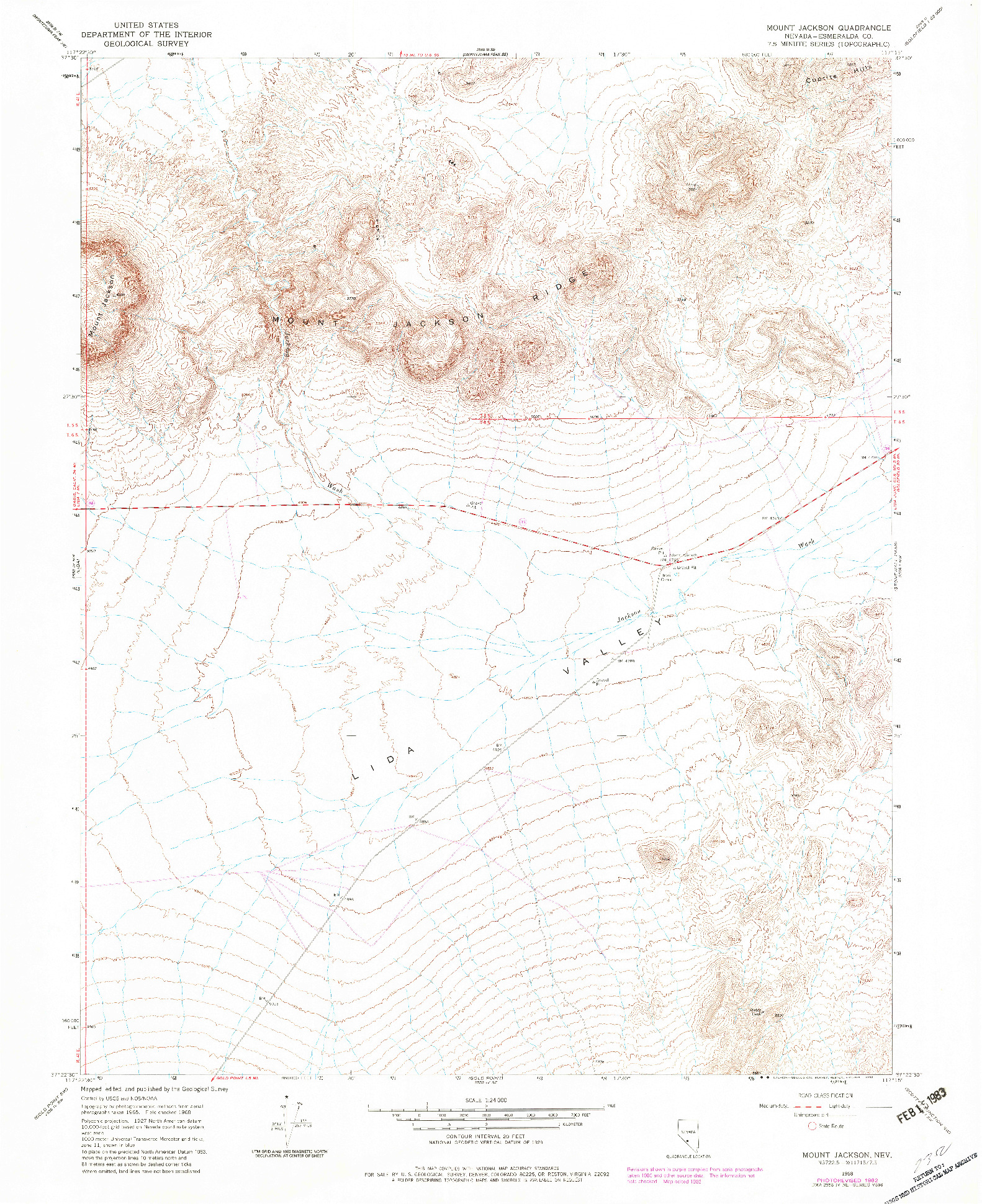 USGS 1:24000-SCALE QUADRANGLE FOR MOUNT JACKSON, NV 1968