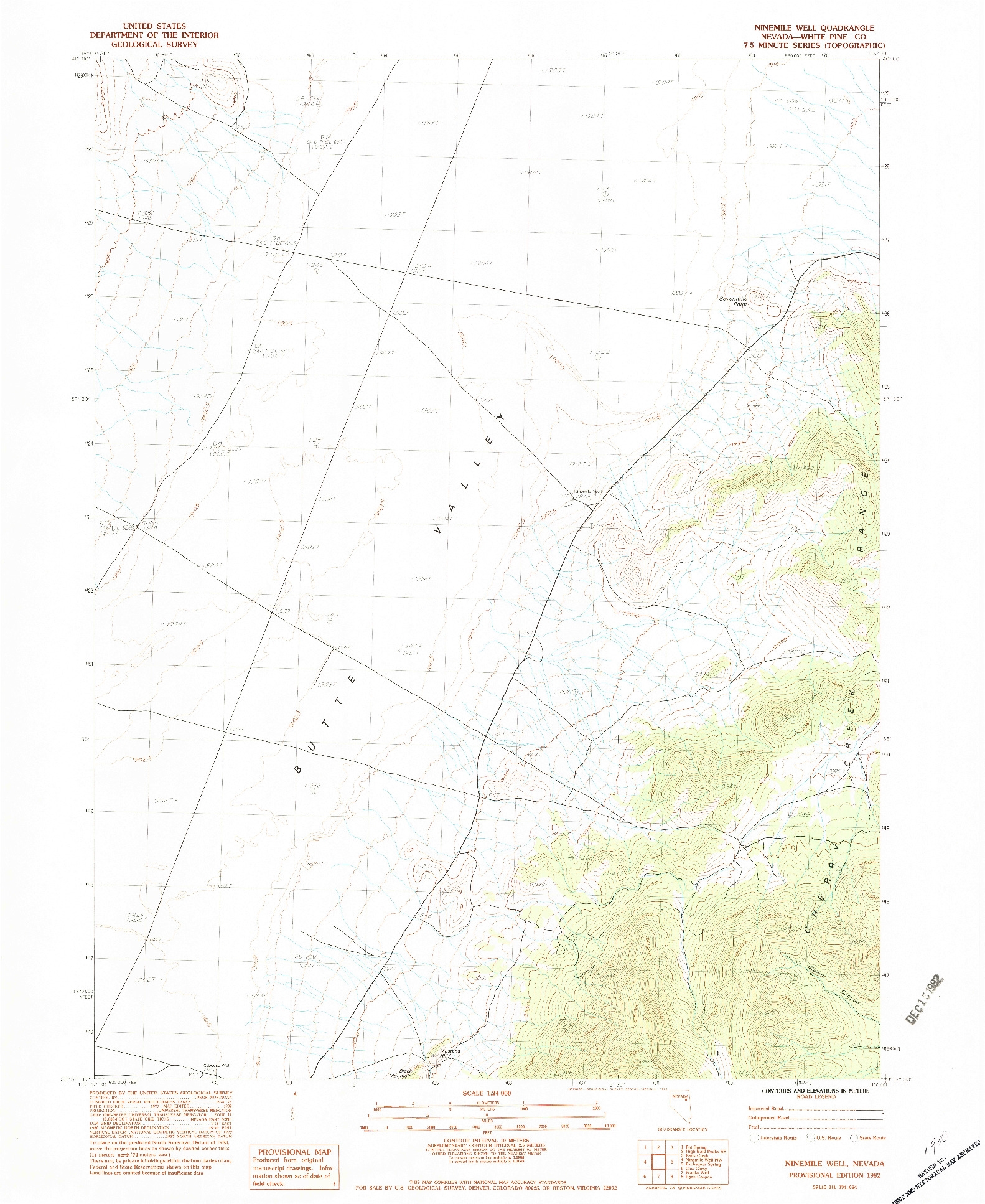 USGS 1:24000-SCALE QUADRANGLE FOR NINEMILE WELL, NV 1982