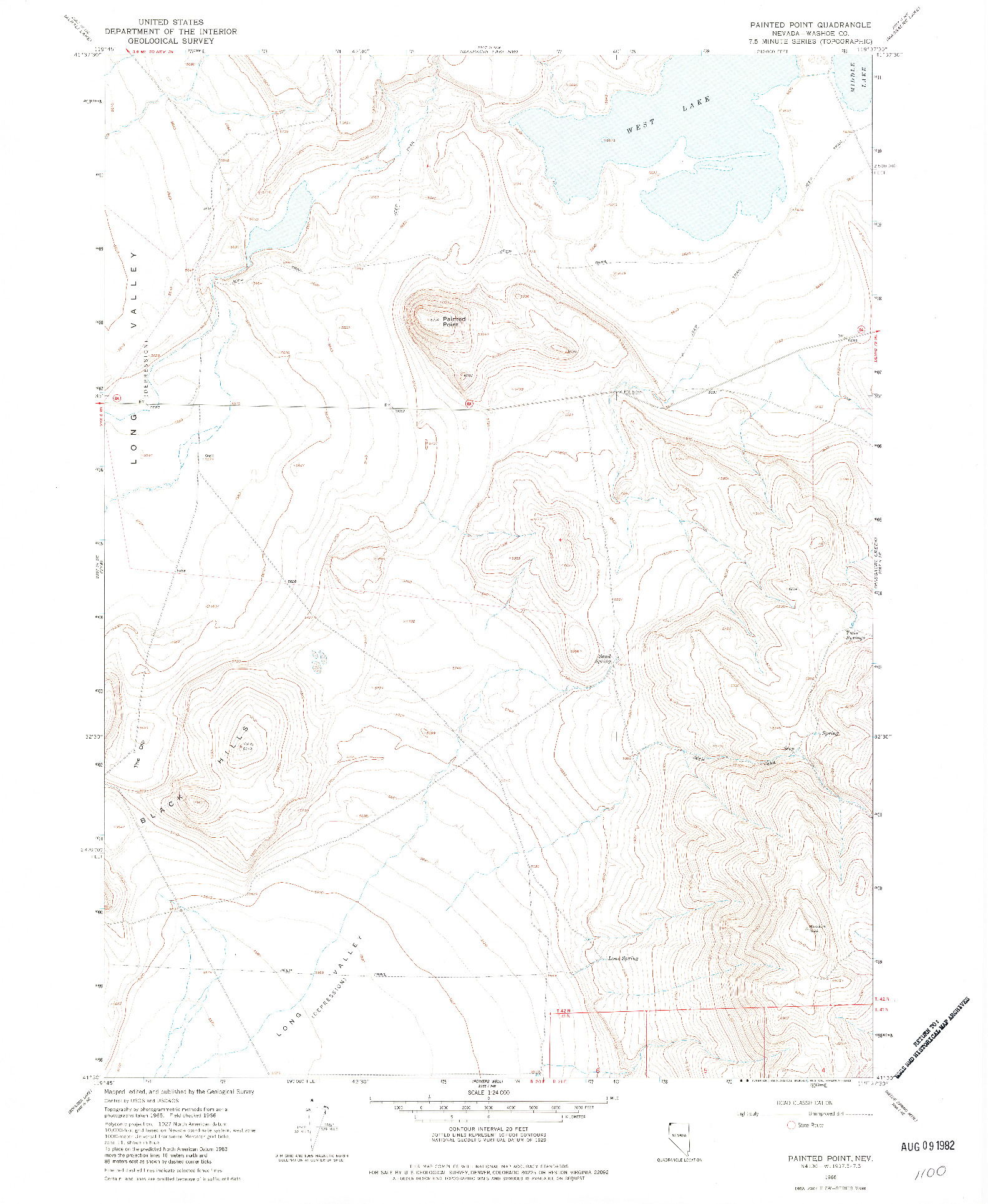 USGS 1:24000-SCALE QUADRANGLE FOR PAINTED POINT, NV 1966
