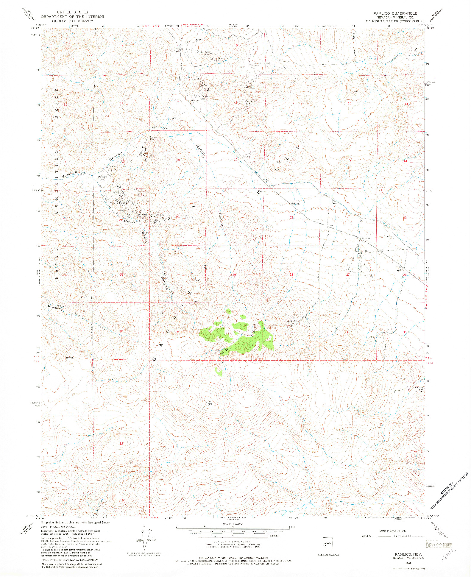 USGS 1:24000-SCALE QUADRANGLE FOR PAMLICO, NV 1967