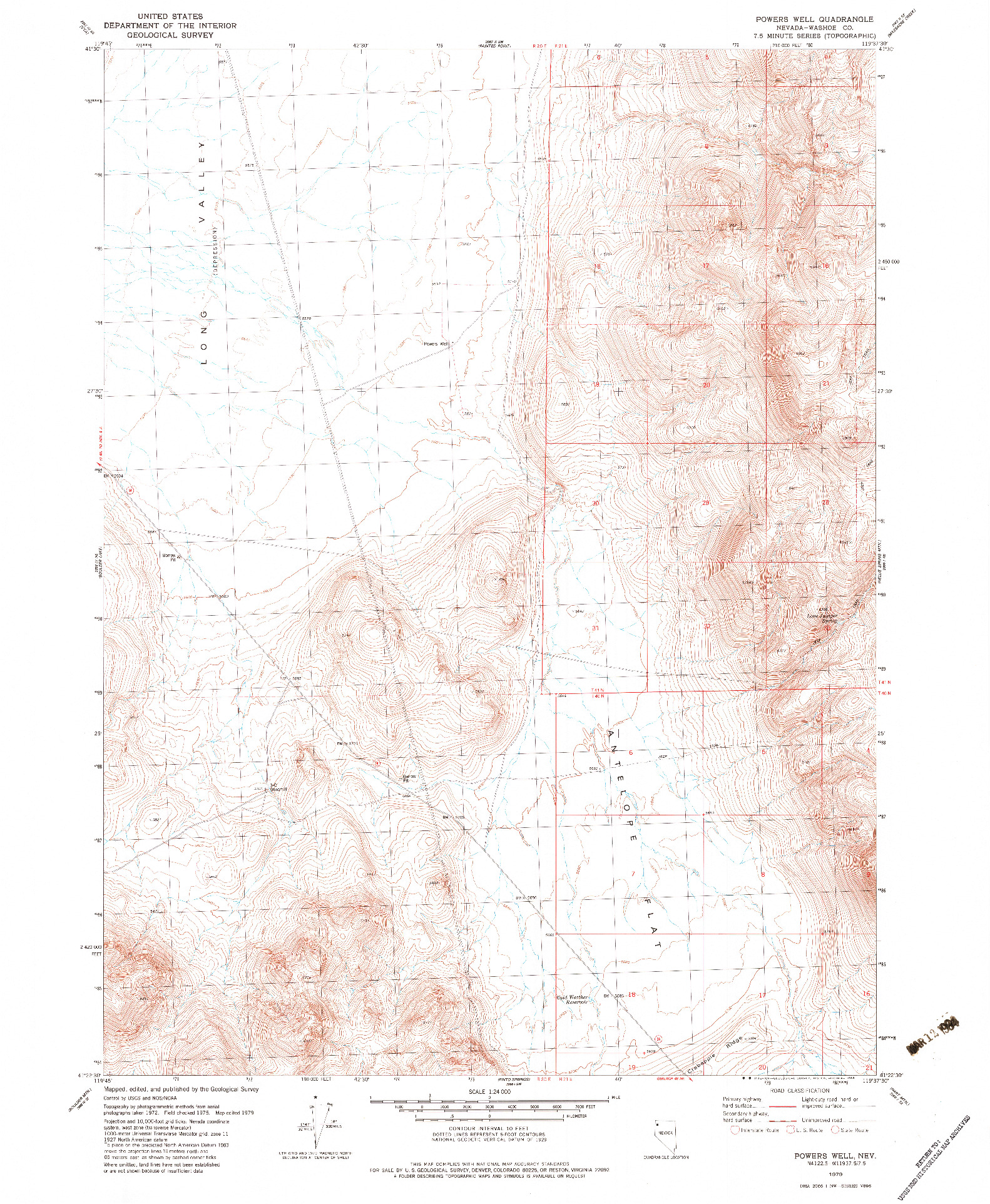 USGS 1:24000-SCALE QUADRANGLE FOR POWERS WELL, NV 1979