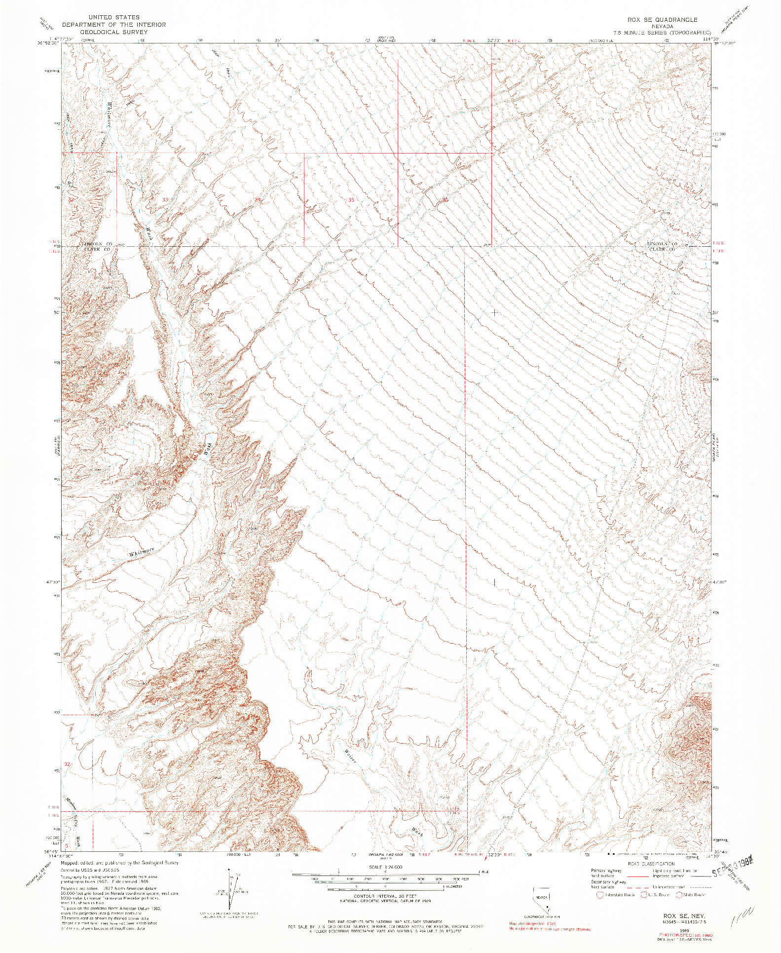 USGS 1:24000-SCALE QUADRANGLE FOR ROX SE, NV 1969