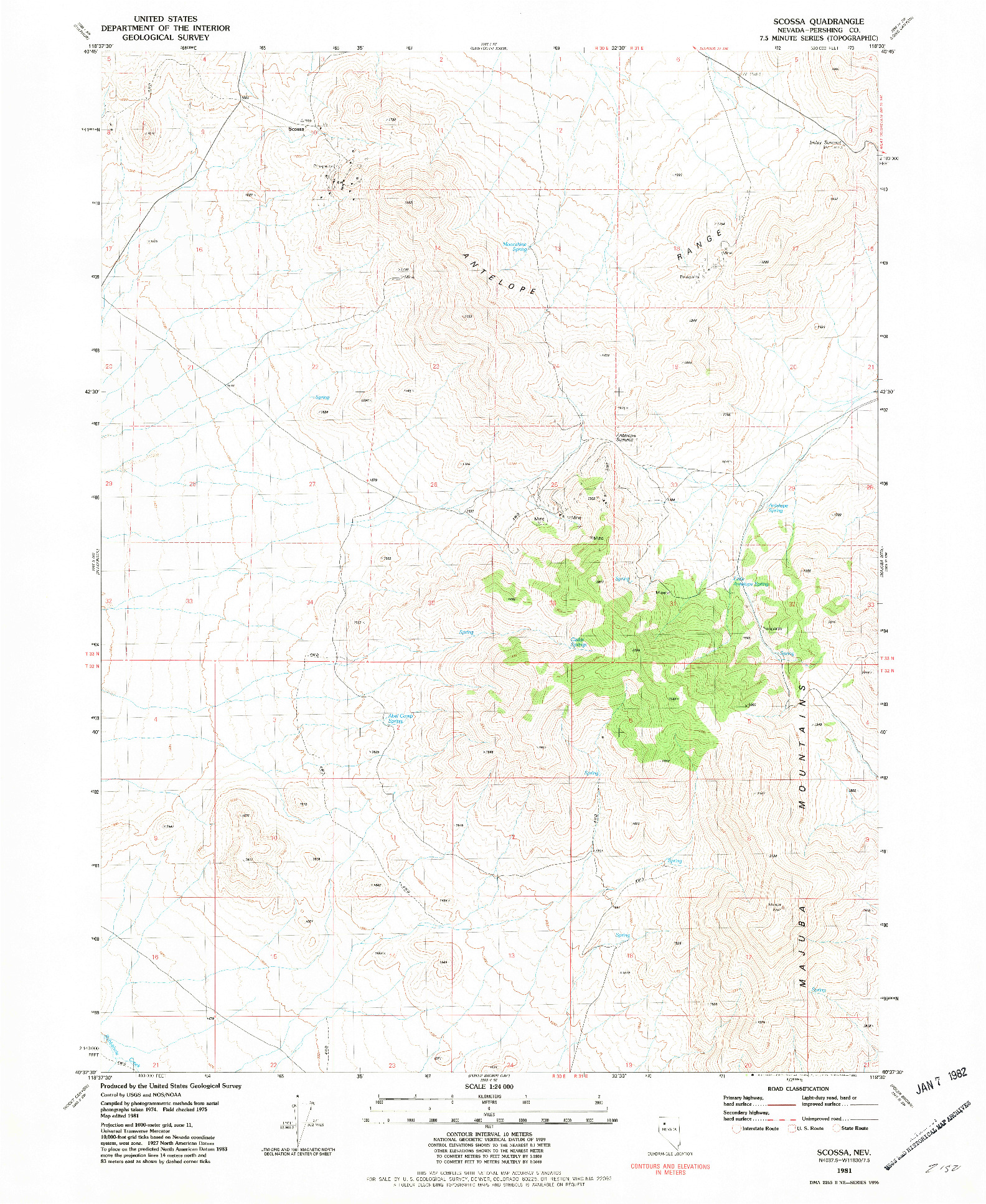 USGS 1:24000-SCALE QUADRANGLE FOR SCOSSA, NV 1981