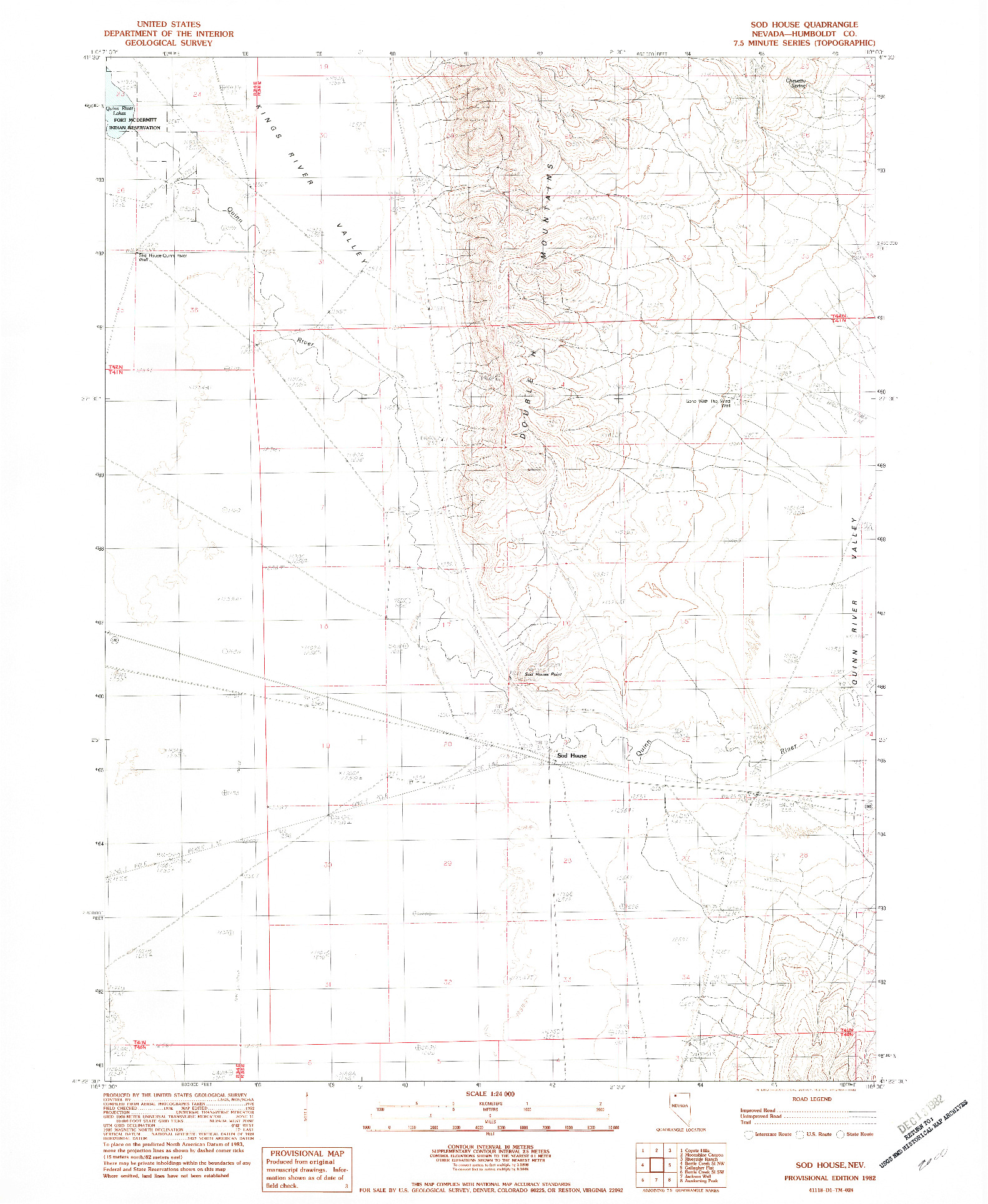 USGS 1:24000-SCALE QUADRANGLE FOR SOD HOUSE, NV 1982