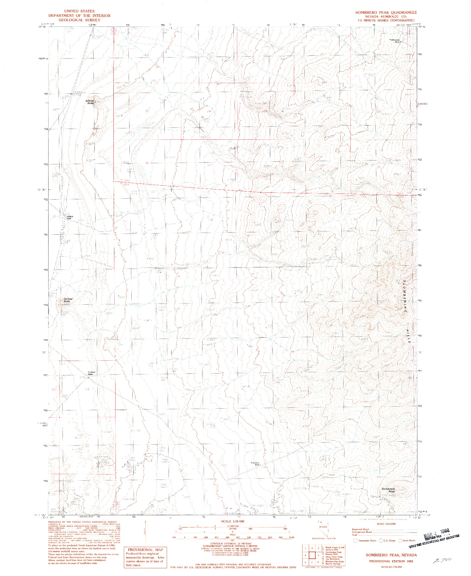 USGS 1:24000-SCALE QUADRANGLE FOR SOMBRERO PEAK, NV 1982