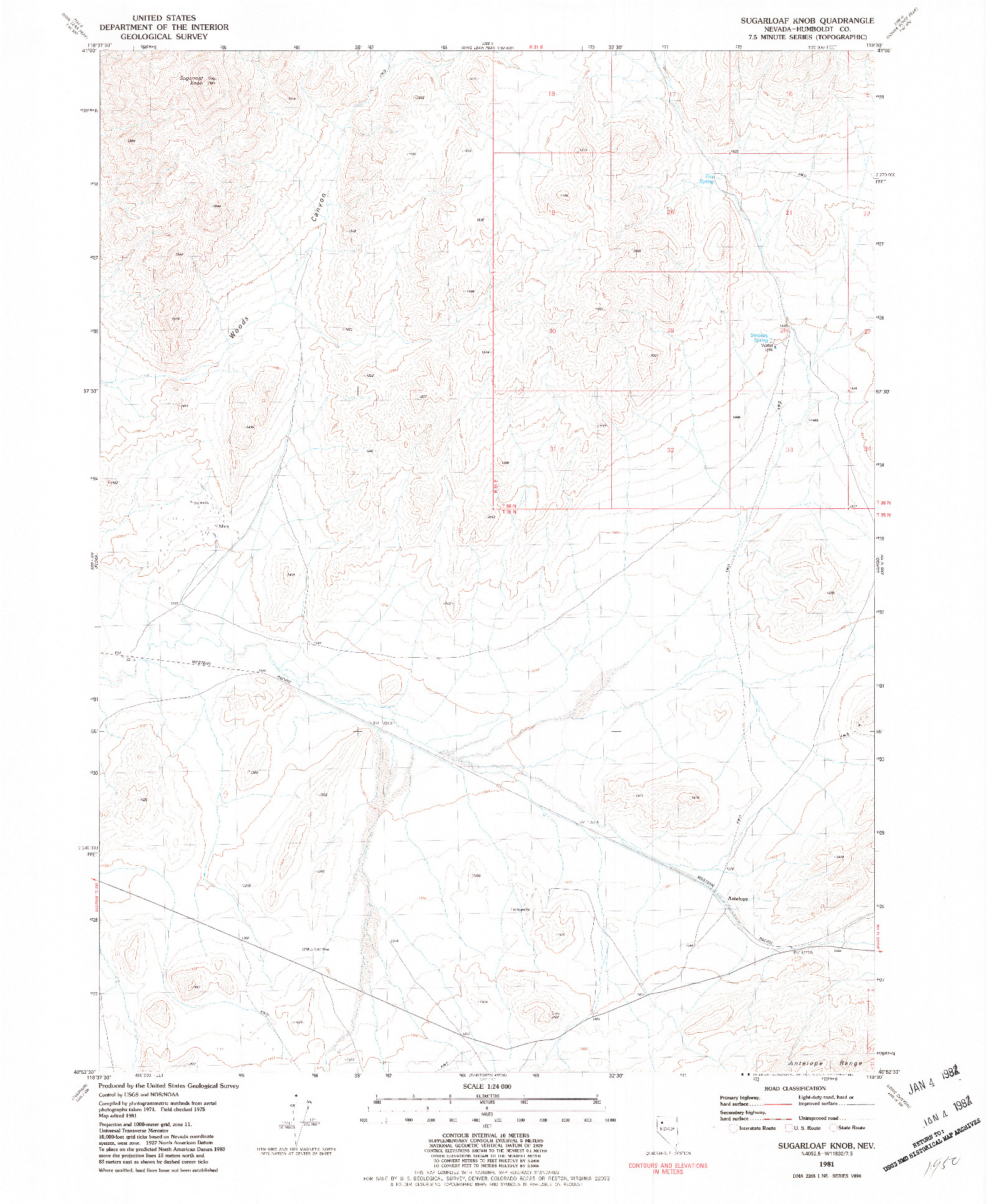 USGS 1:24000-SCALE QUADRANGLE FOR SUGARLOAF KNOB, NV 1981