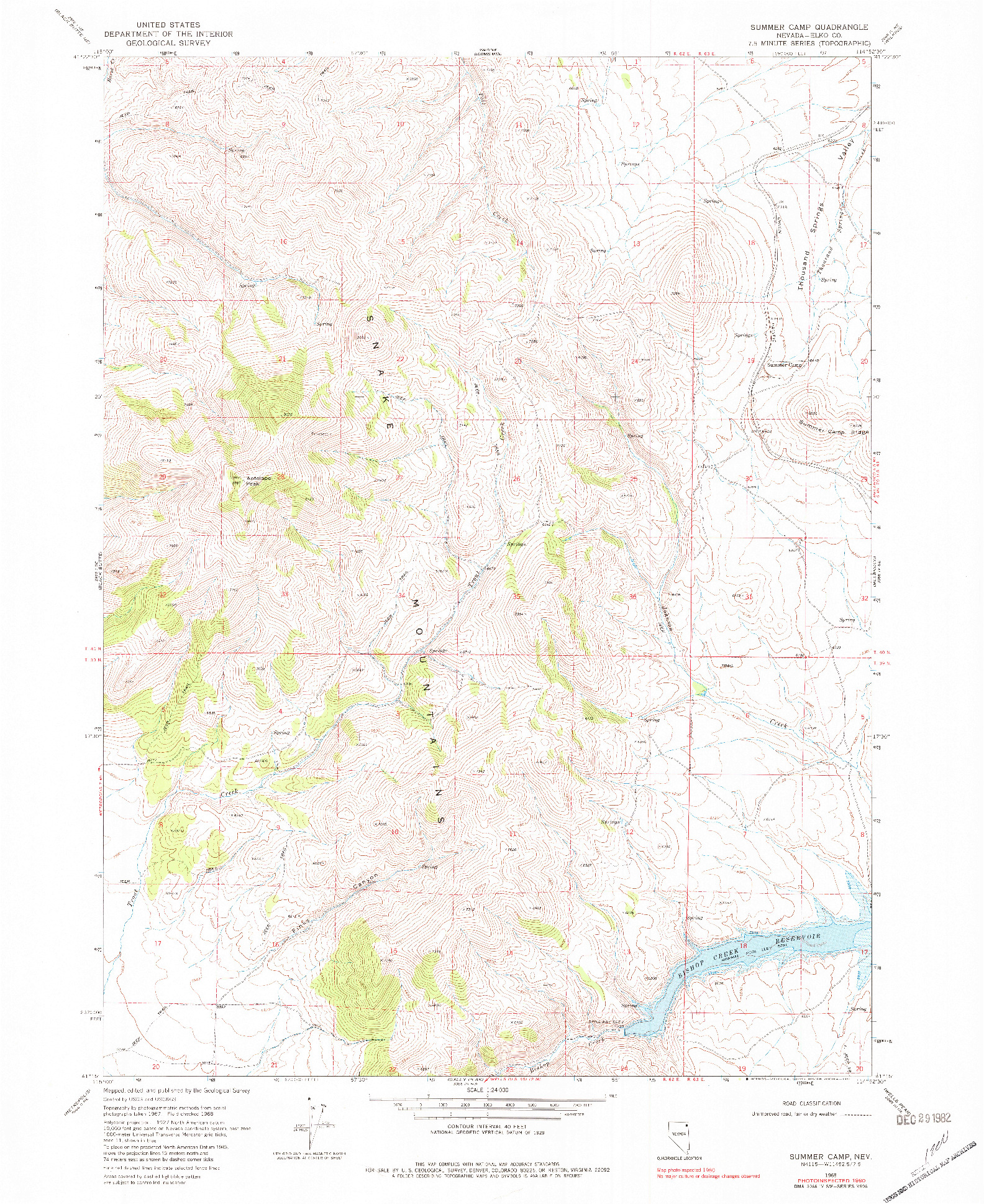 USGS 1:24000-SCALE QUADRANGLE FOR SUMMER CAMP, NV 1968