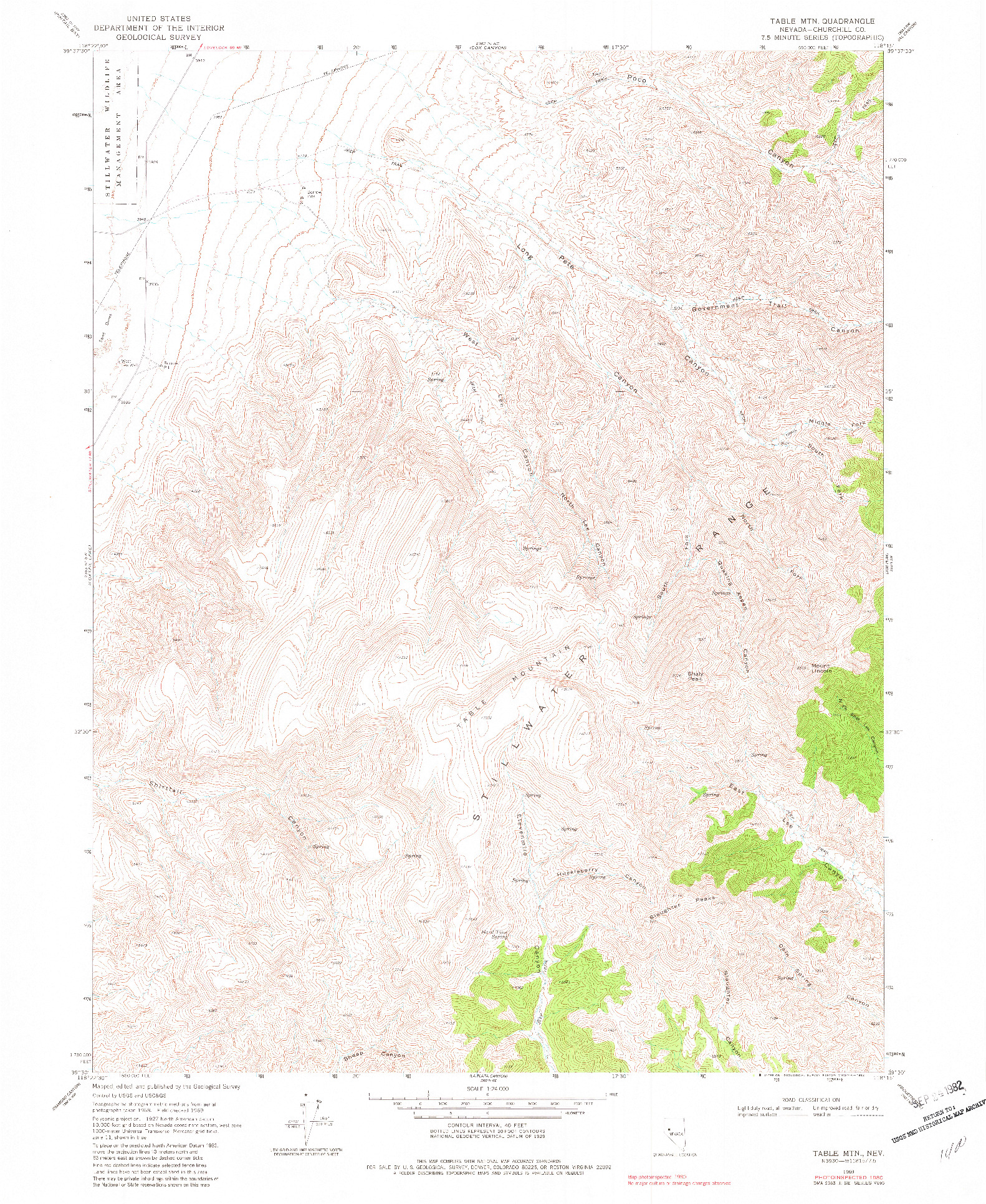 USGS 1:24000-SCALE QUADRANGLE FOR TABLE MTN, NV 1969