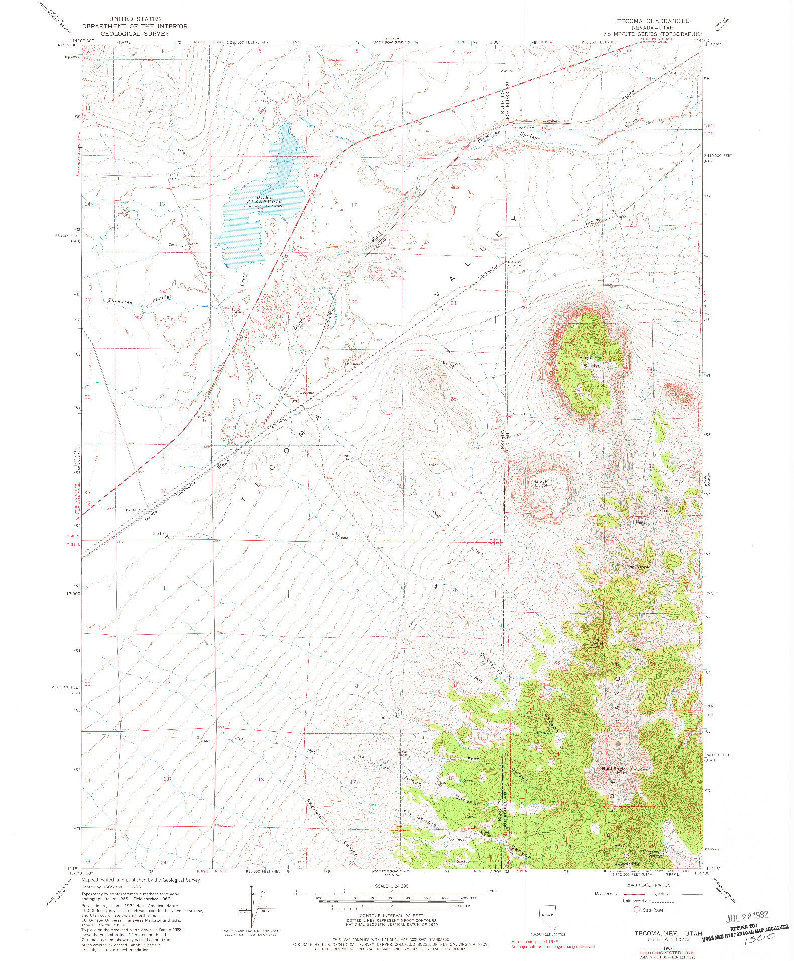 USGS 1:24000-SCALE QUADRANGLE FOR TECOMA, NV 1967