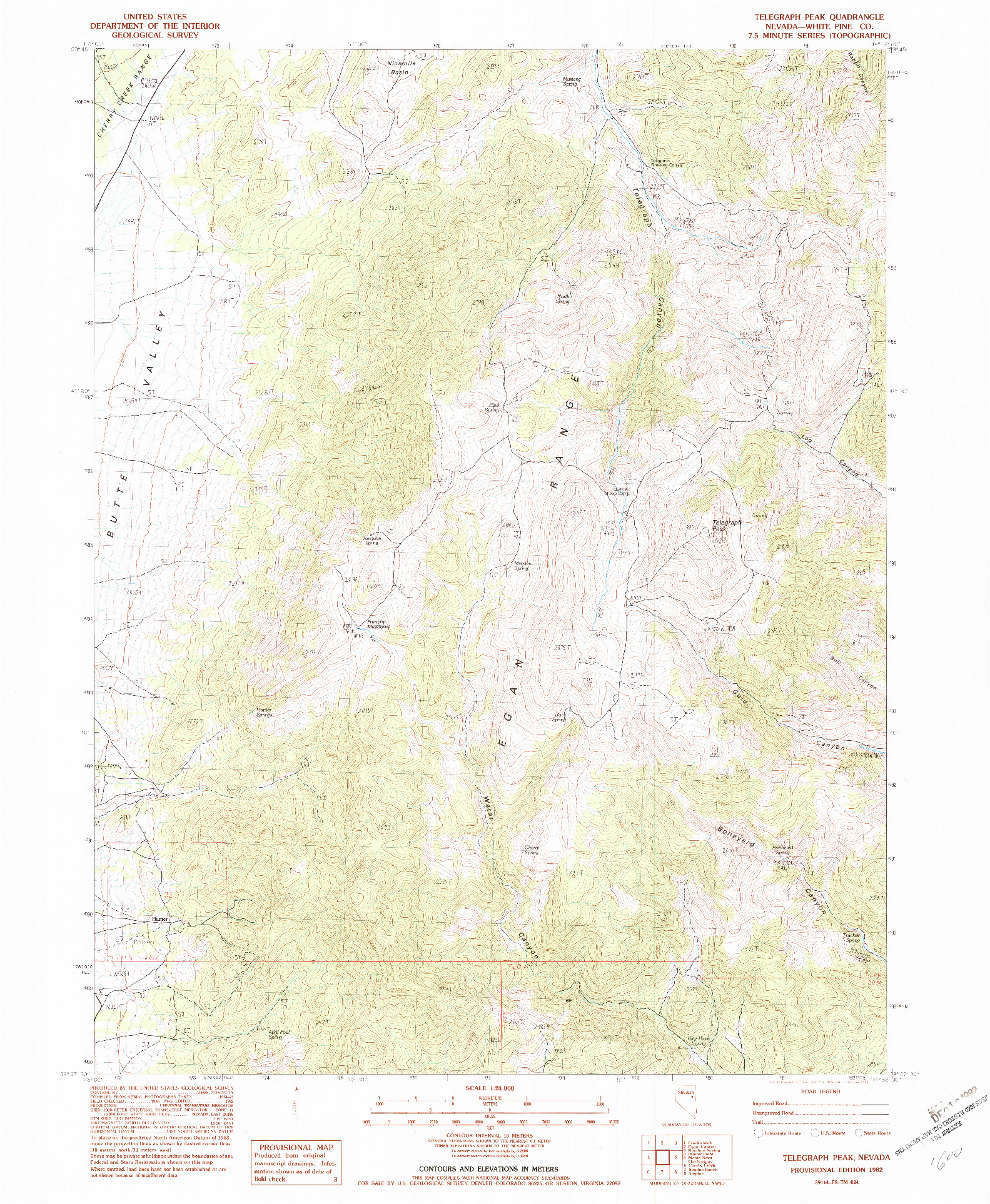 USGS 1:24000-SCALE QUADRANGLE FOR TELEGRAPH PEAK, NV 1982