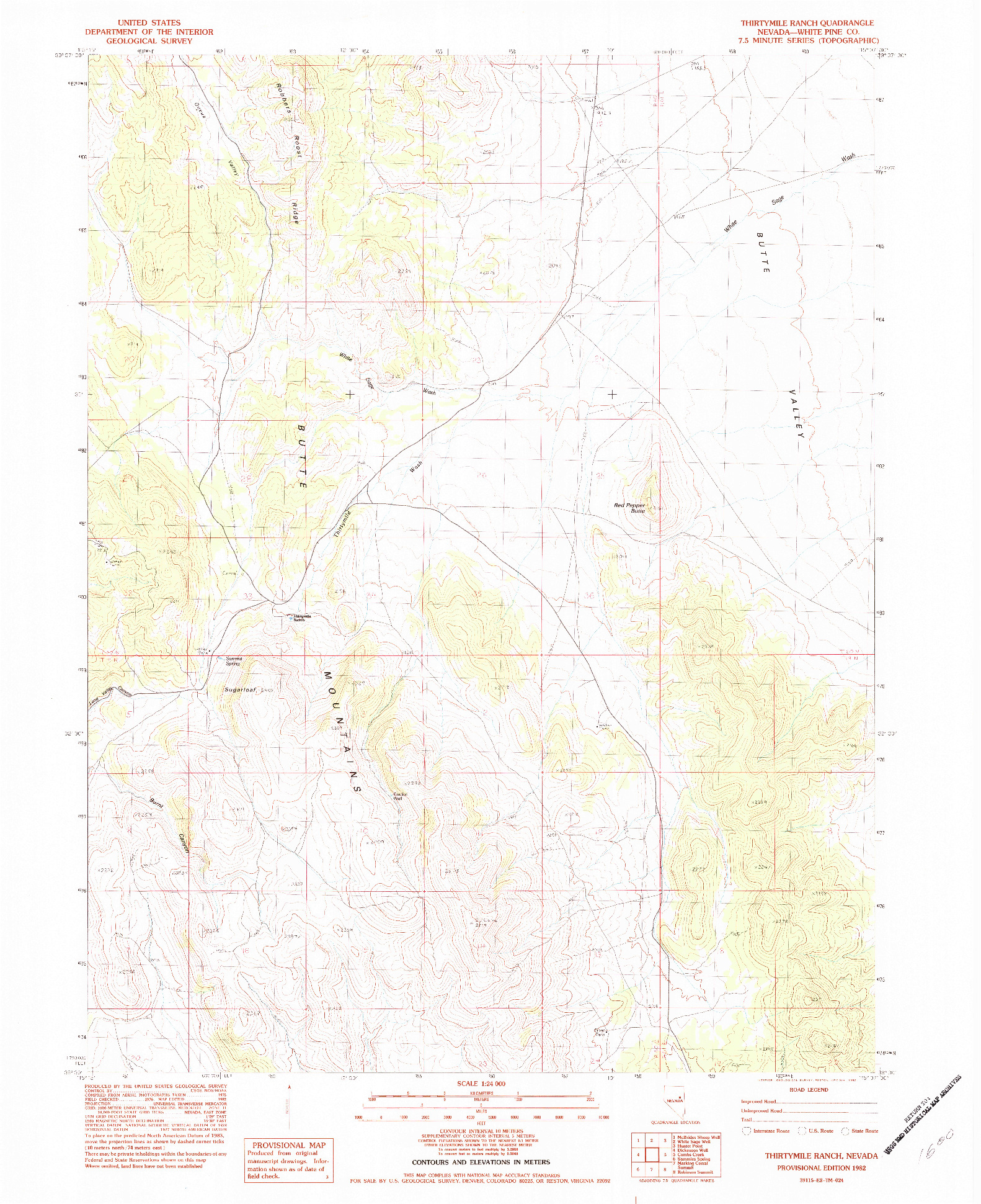 USGS 1:24000-SCALE QUADRANGLE FOR THIRTYMILE RANCH, NV 1982