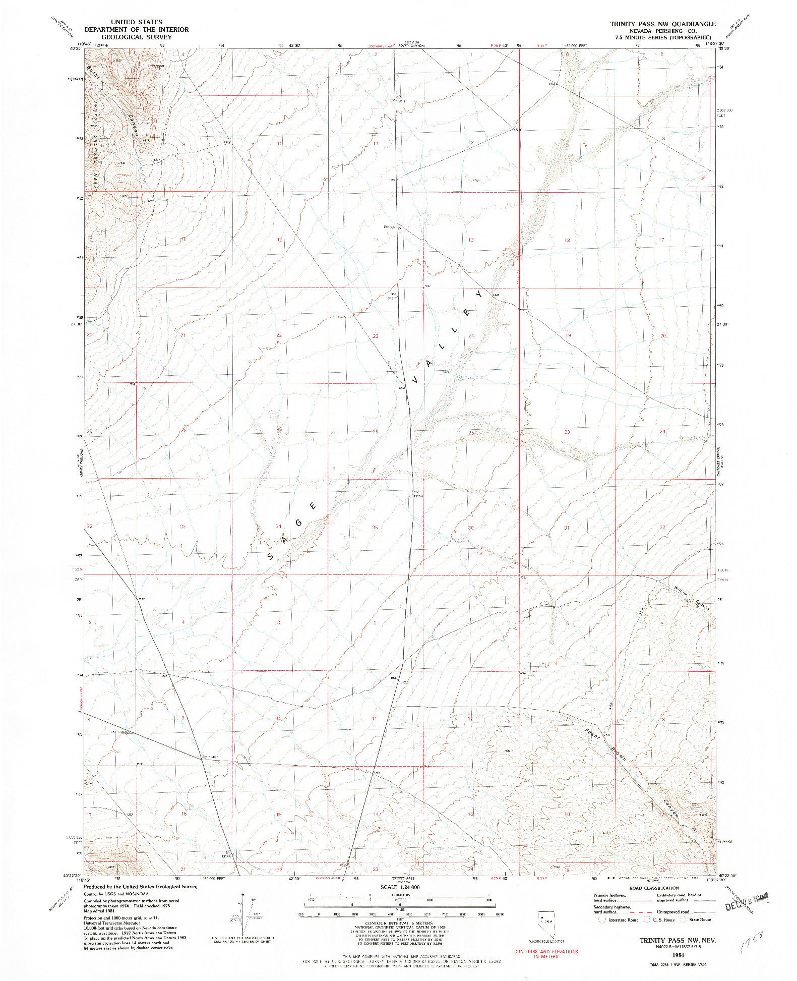 USGS 1:24000-SCALE QUADRANGLE FOR TRINITY PASS NW, NV 1981