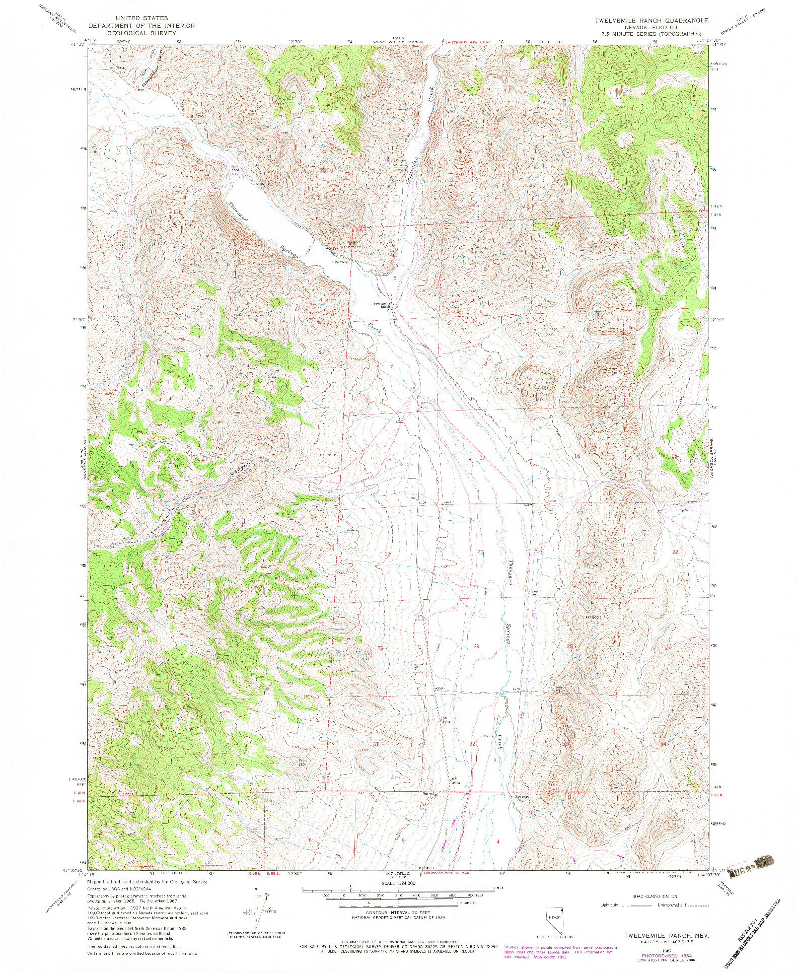 USGS 1:24000-SCALE QUADRANGLE FOR TWELVEMILE RANCH, NV 1967