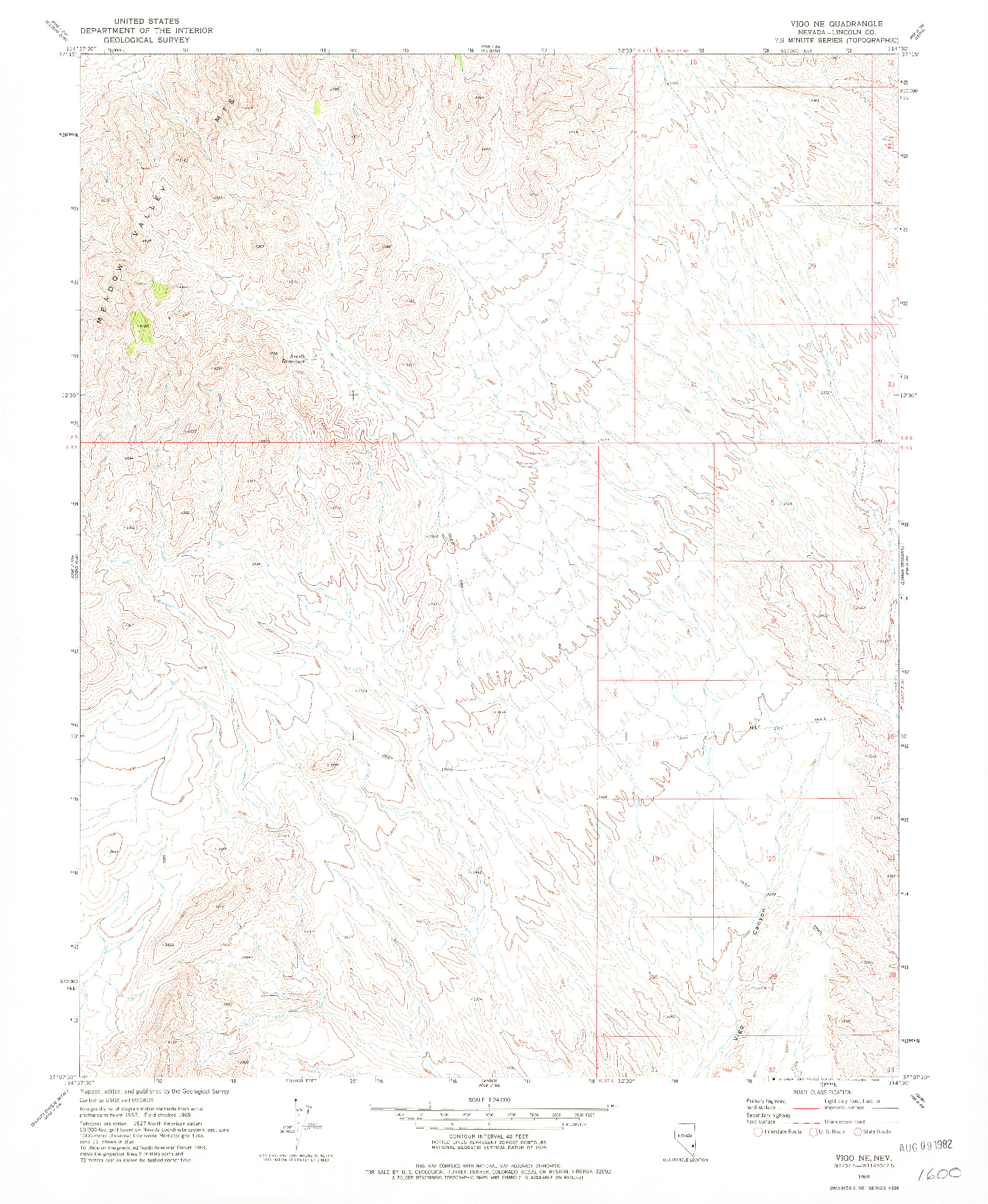USGS 1:24000-SCALE QUADRANGLE FOR VIGO NE, NV 1969