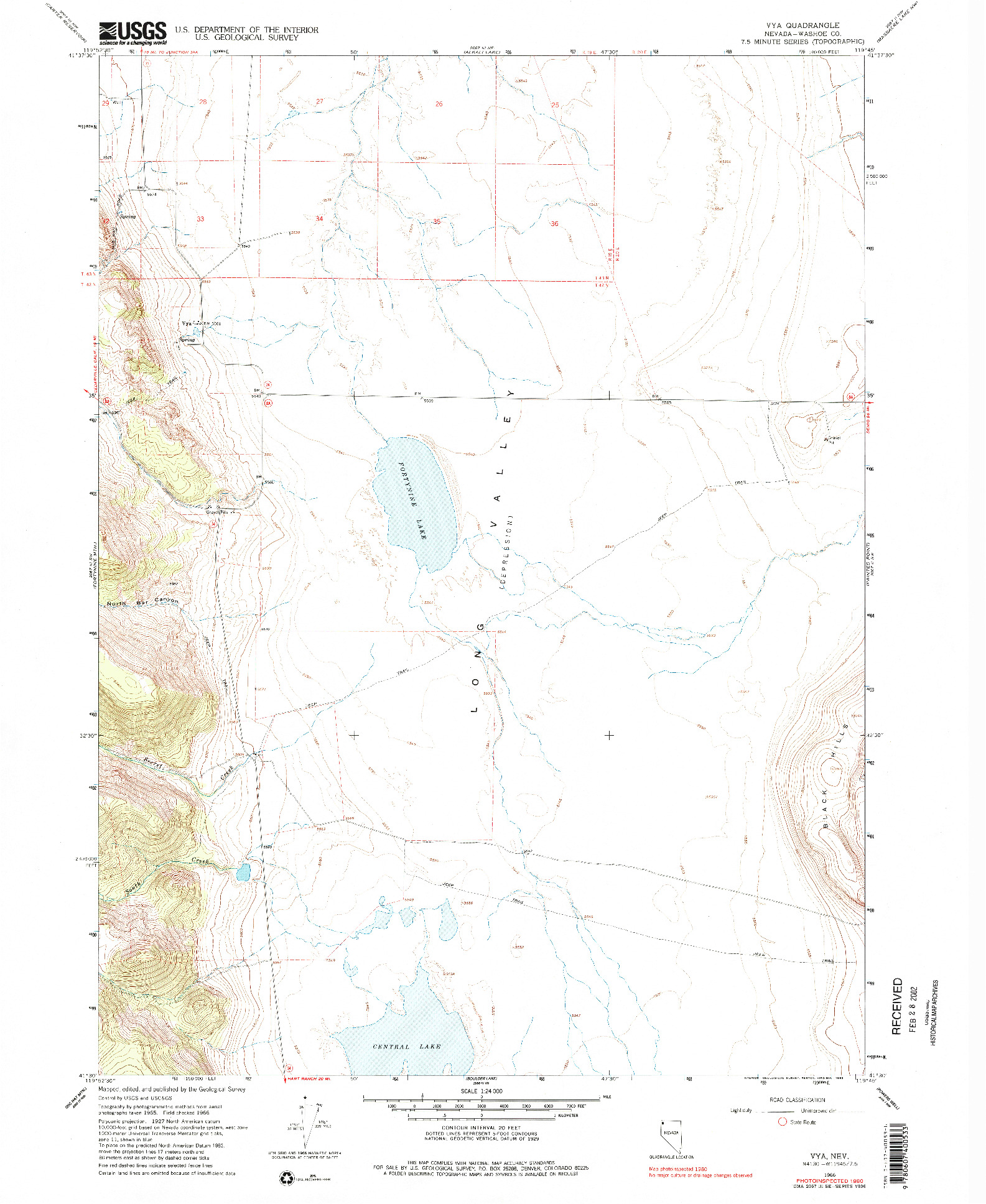 USGS 1:24000-SCALE QUADRANGLE FOR VYA, NV 1966