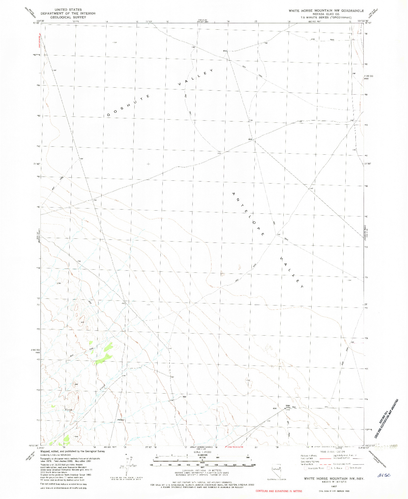 USGS 1:24000-SCALE QUADRANGLE FOR WHITE HORSE MOUNTAIN NW, NV 1982