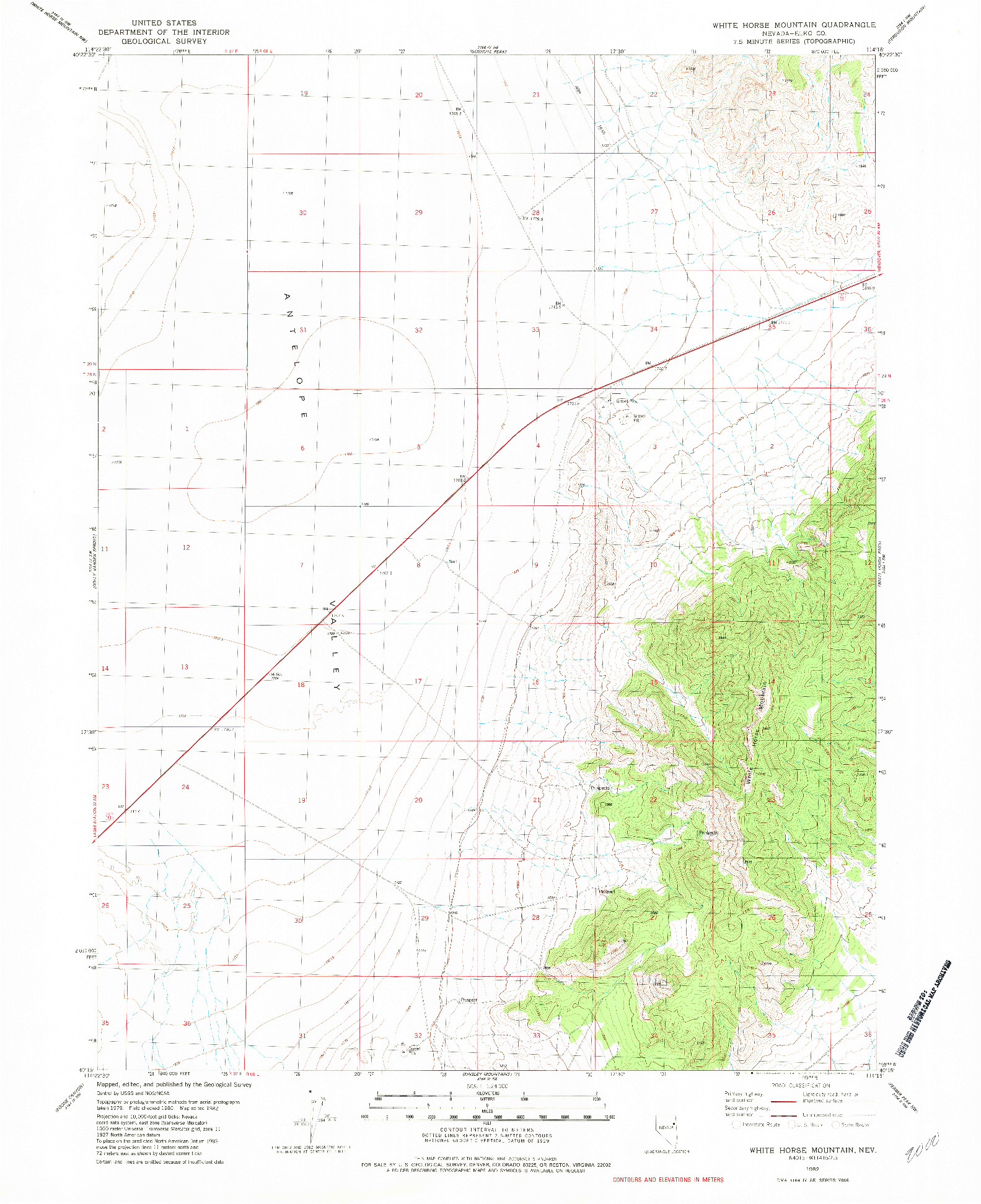 USGS 1:24000-SCALE QUADRANGLE FOR WHITE HORSE MOUNTAIN, NV 1982