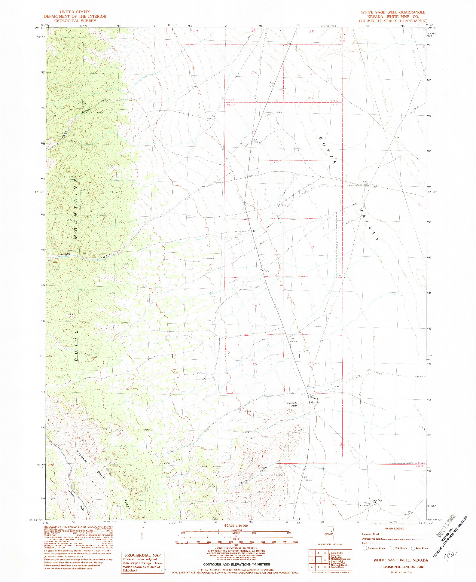 USGS 1:24000-SCALE QUADRANGLE FOR WHITE SAGE WELL, NV 1982