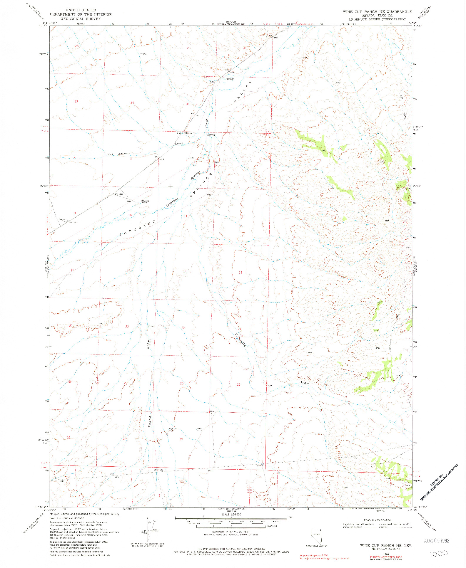 USGS 1:24000-SCALE QUADRANGLE FOR WINE CUP RANCH NE, NV 1968