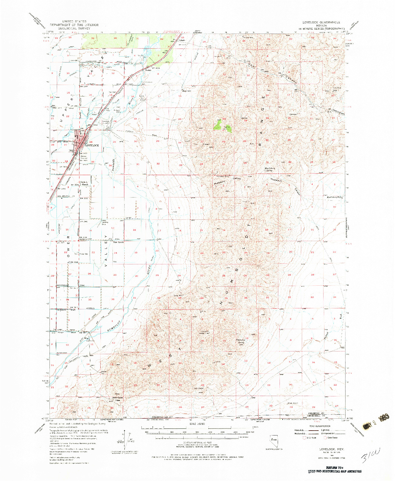 USGS 1:62500-SCALE QUADRANGLE FOR LOVELOCK, NV 1956