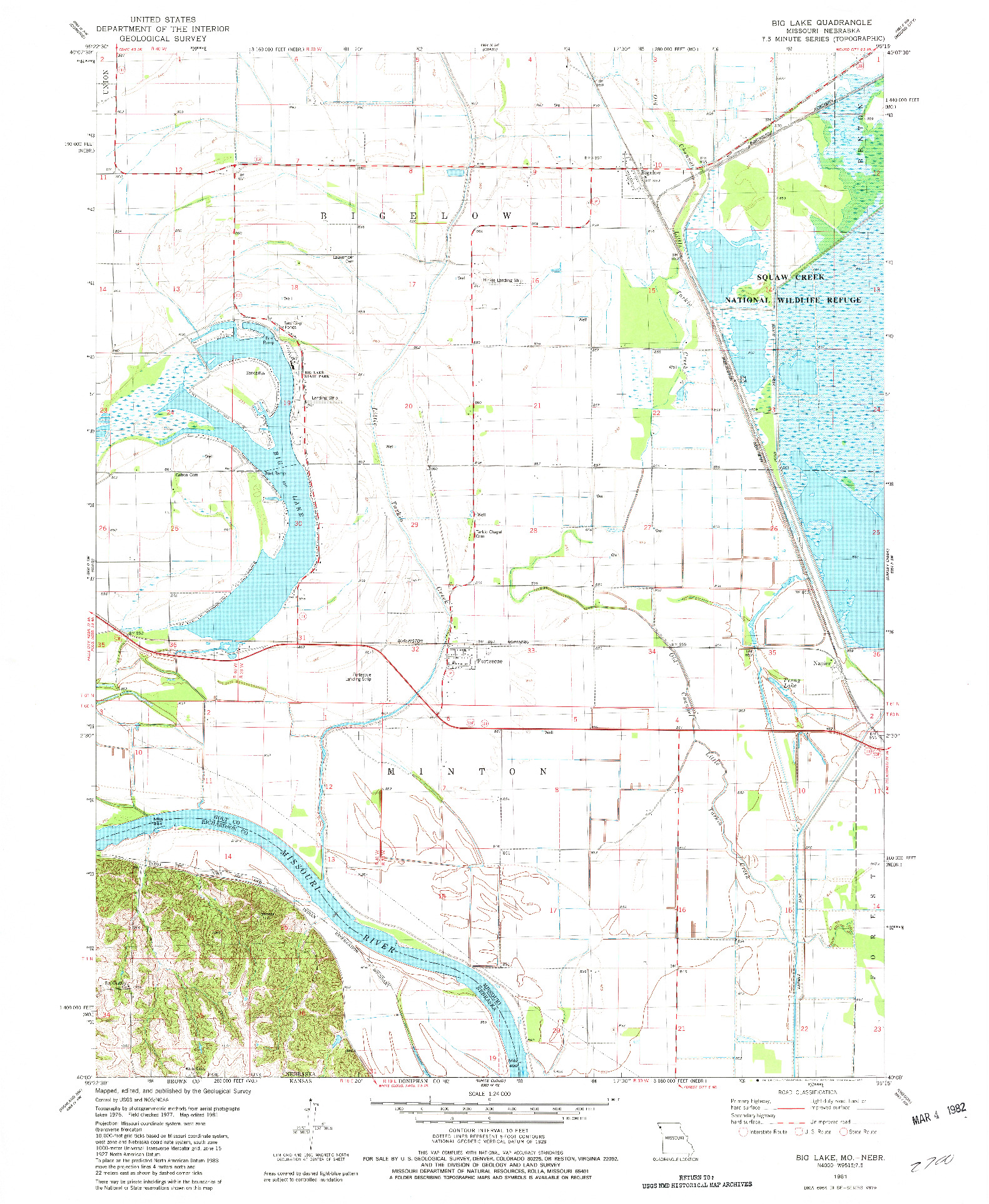 USGS 1:24000-SCALE QUADRANGLE FOR BIG LAKE, MO 1981