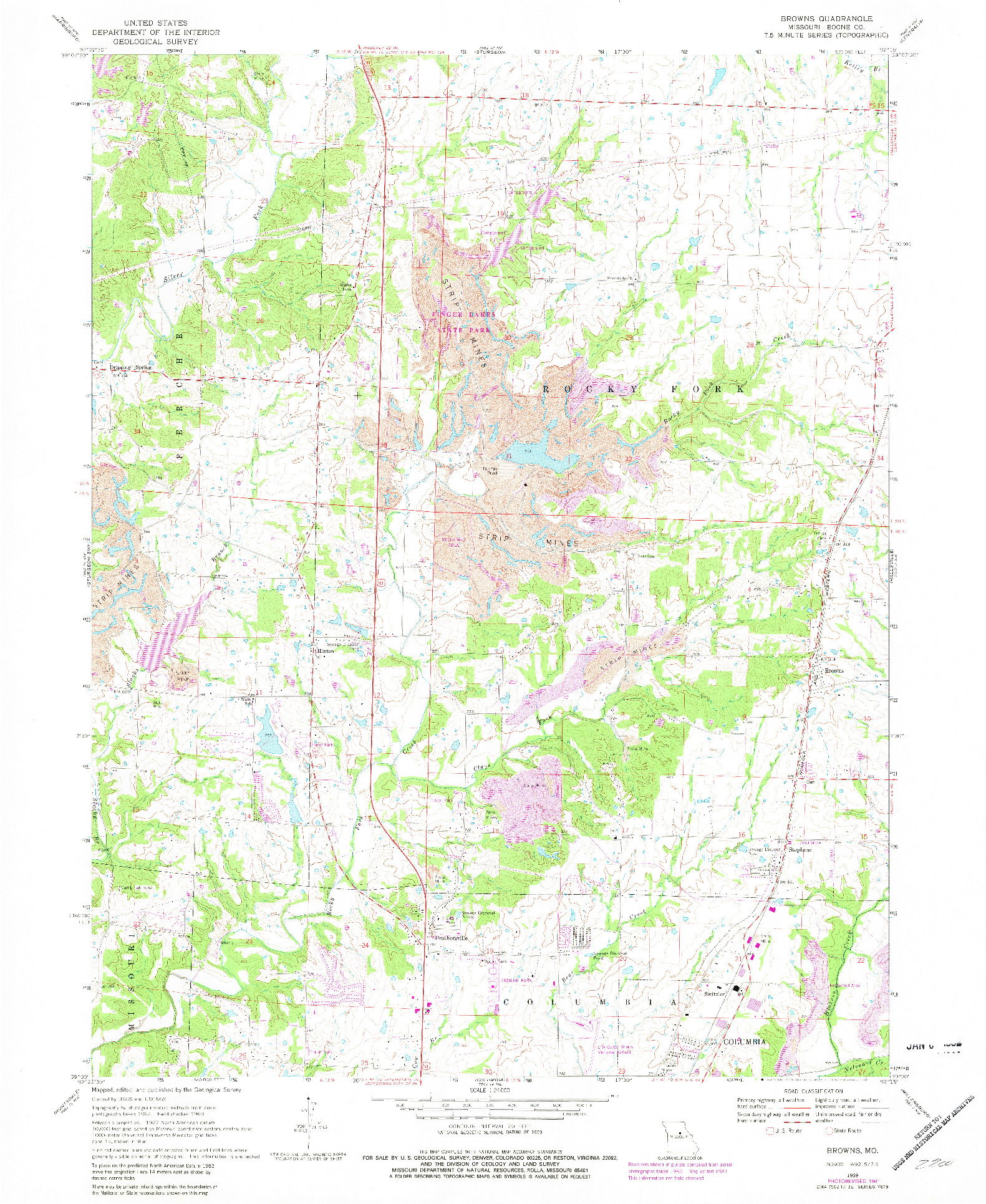 USGS 1:24000-SCALE QUADRANGLE FOR BROWNS, MO 1969