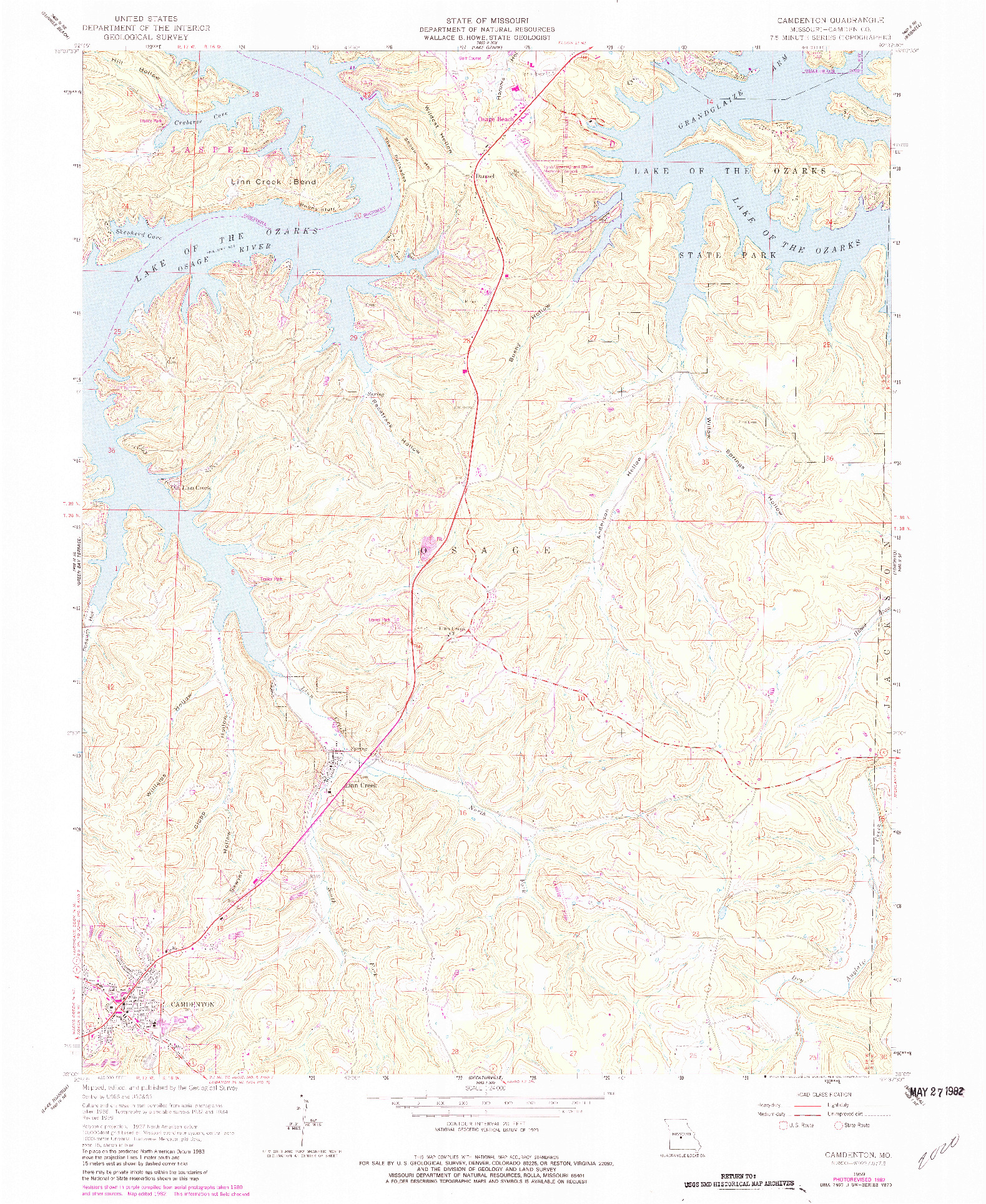 USGS 1:24000-SCALE QUADRANGLE FOR CAMDENTON, MO 1959