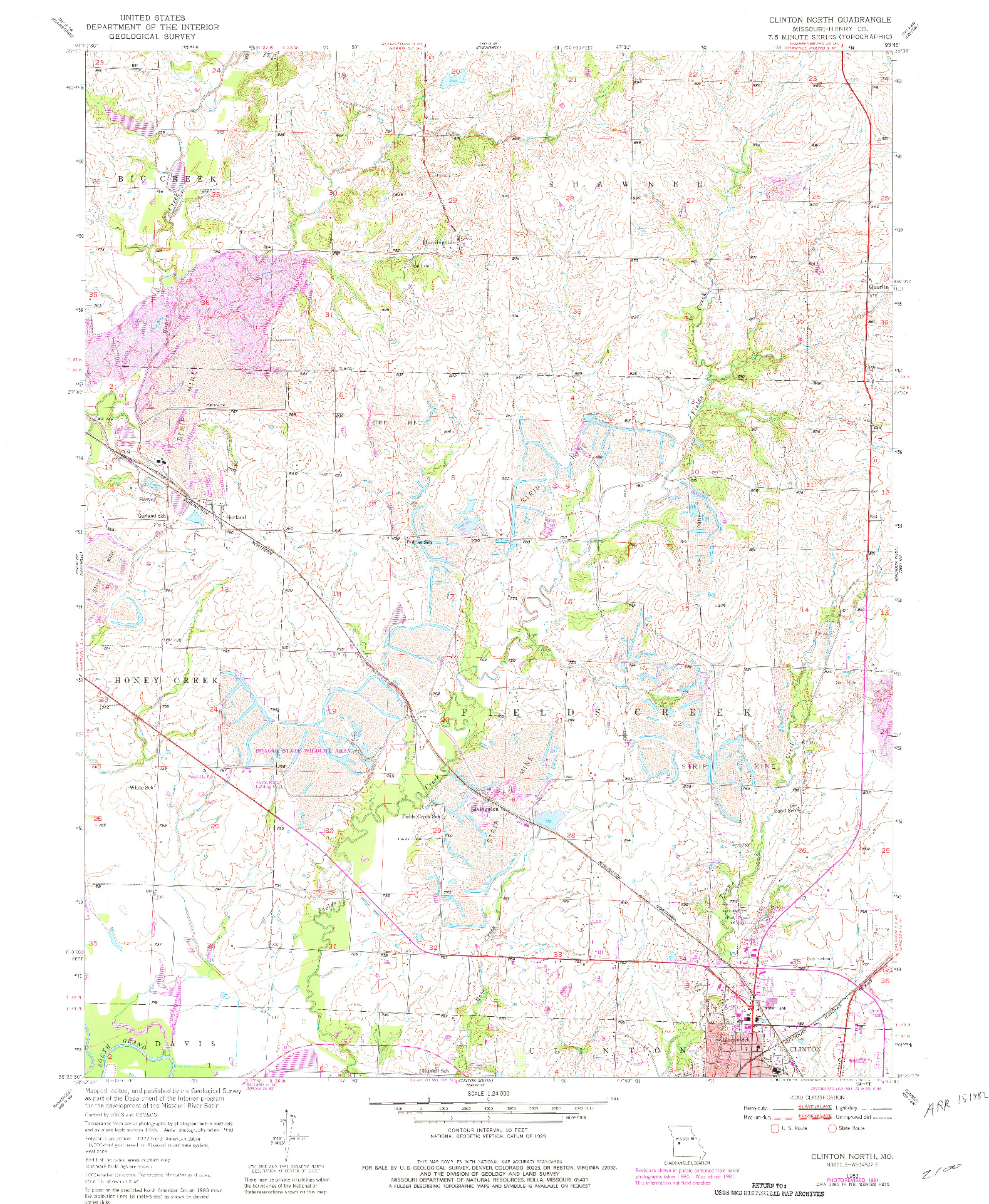 USGS 1:24000-SCALE QUADRANGLE FOR CLINTON NORTH, MO 1953