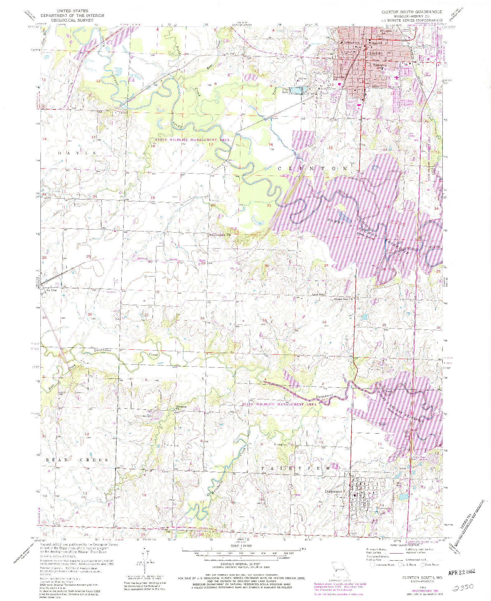 USGS 1:24000-SCALE QUADRANGLE FOR CLINTON SOUTH, MO 1953