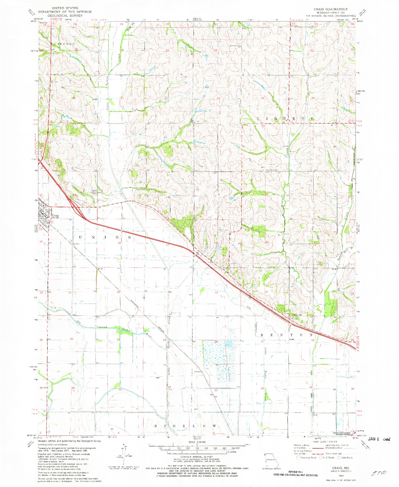 USGS 1:24000-SCALE QUADRANGLE FOR CRAIG, MO 1981