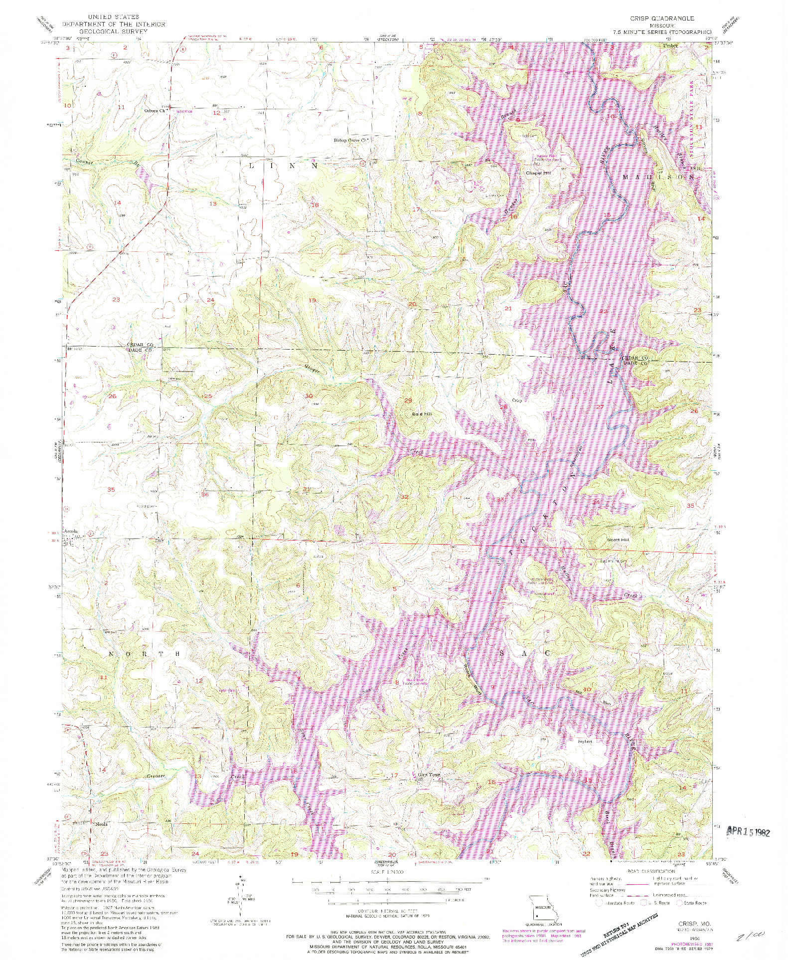 USGS 1:24000-SCALE QUADRANGLE FOR CRISP, MO 1956