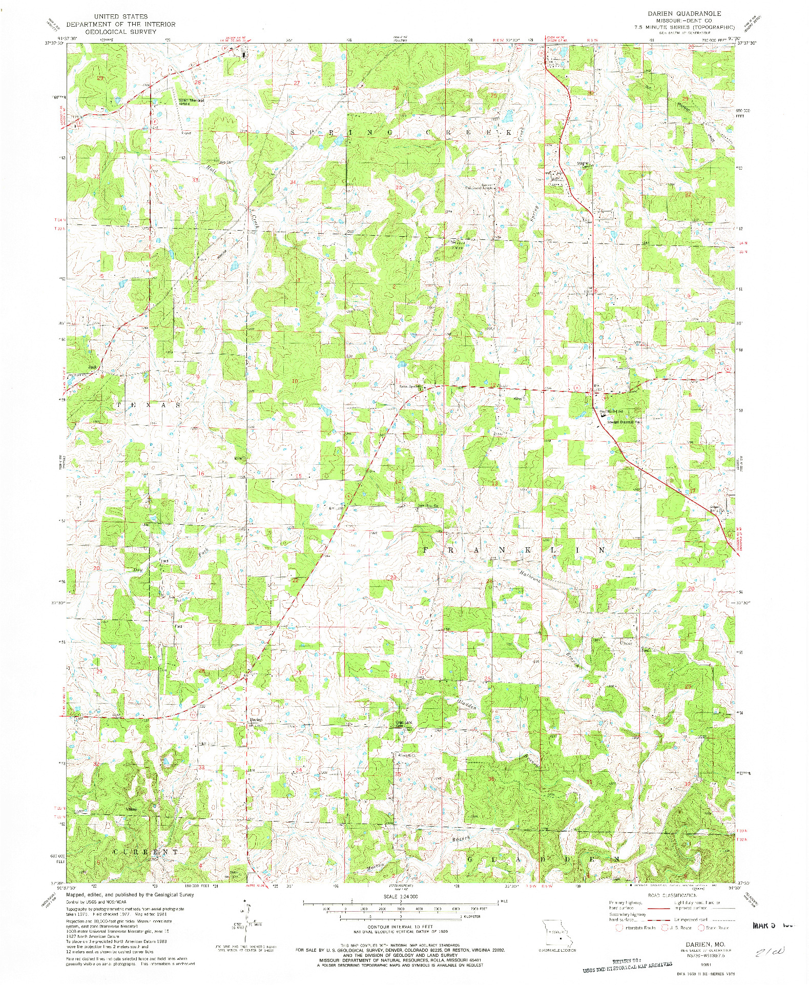 USGS 1:24000-SCALE QUADRANGLE FOR DARIEN, MO 1981