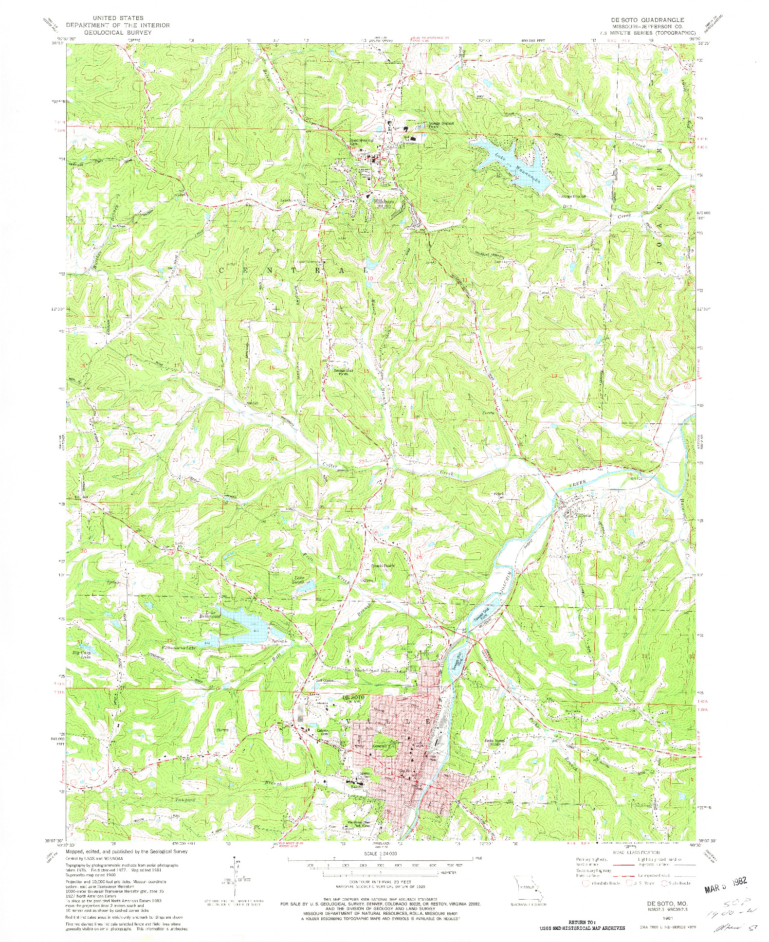 USGS 1:24000-SCALE QUADRANGLE FOR DE SOTO, MO 1981