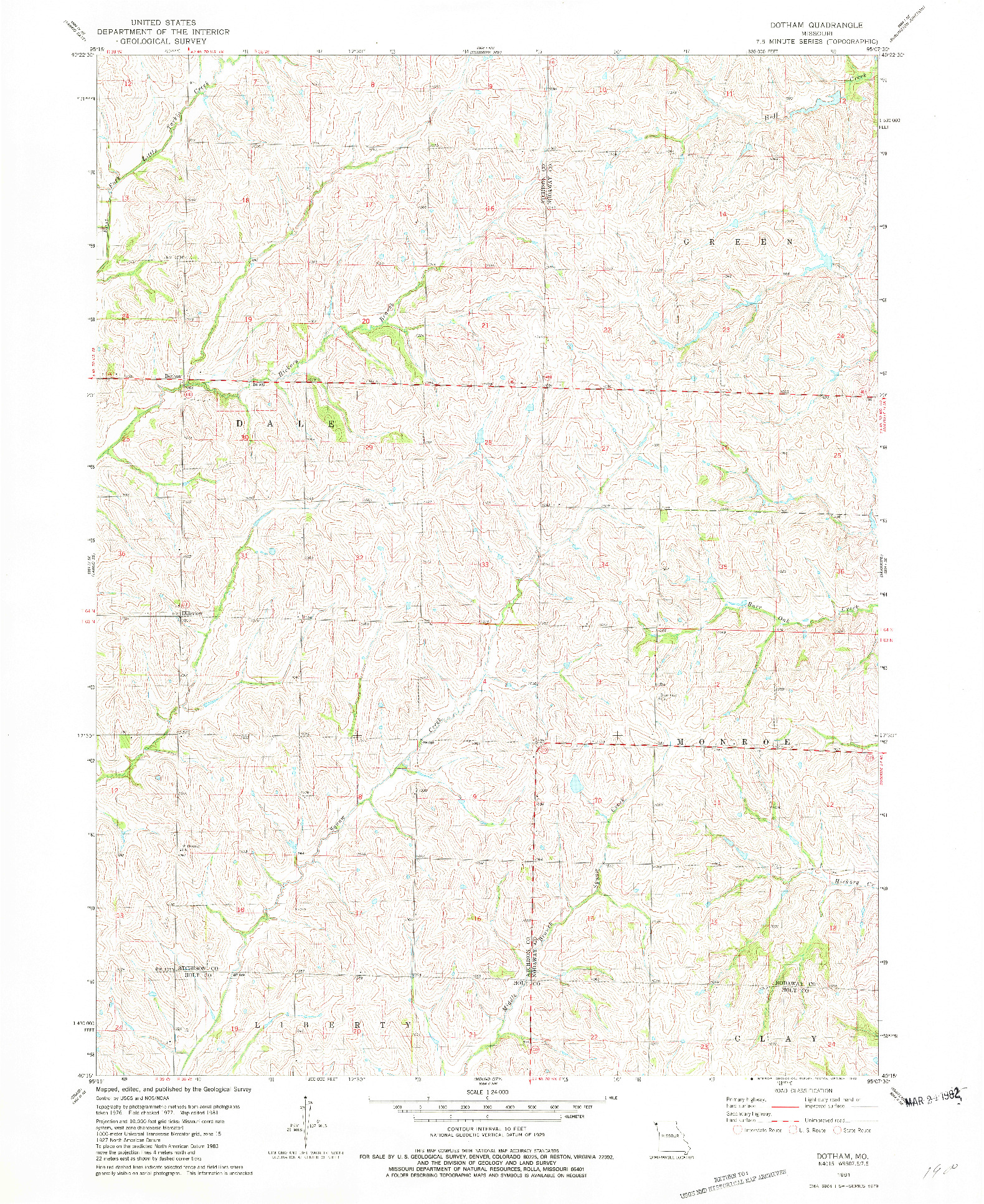 USGS 1:24000-SCALE QUADRANGLE FOR DOTHAM, MO 1981