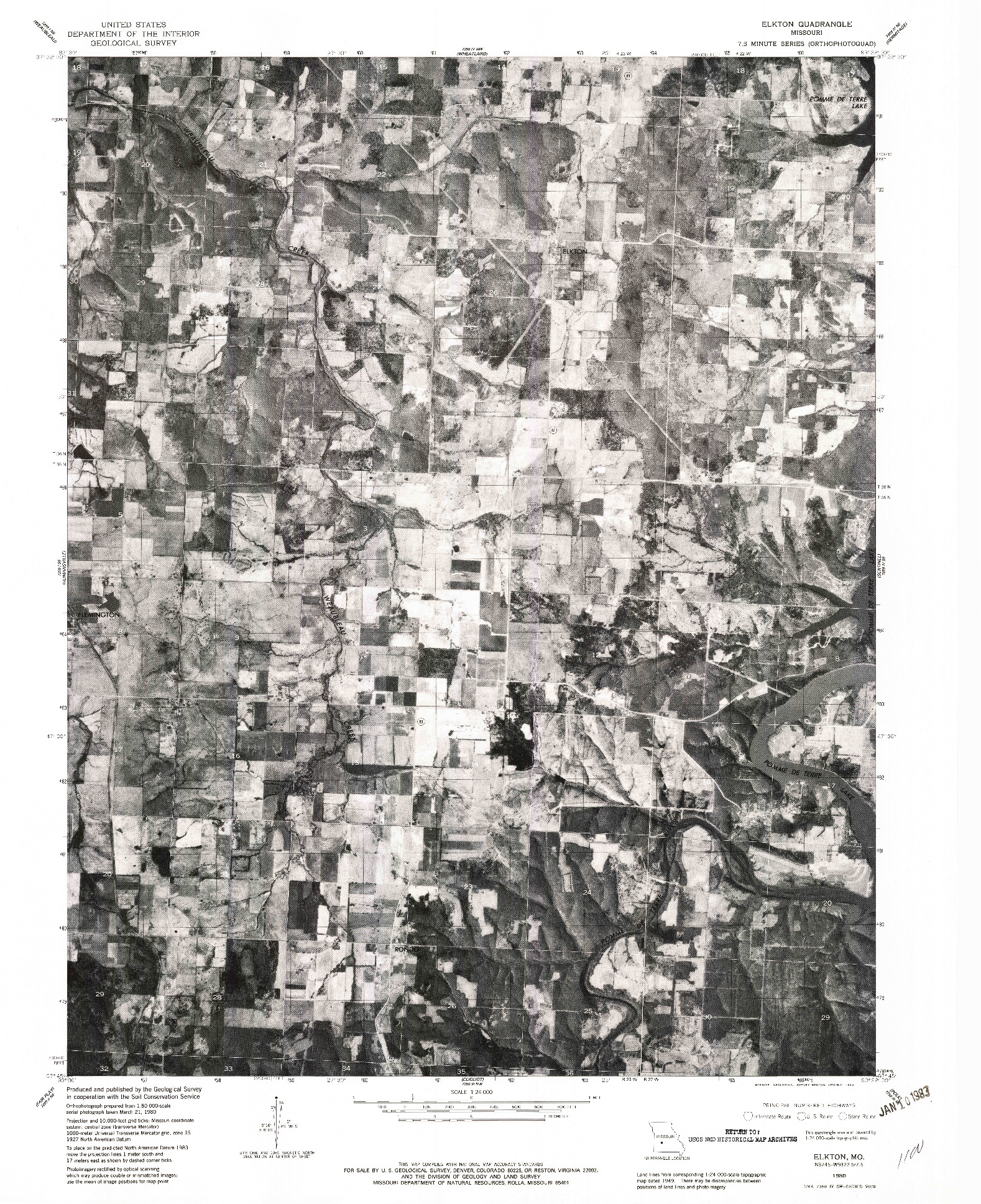 USGS 1:24000-SCALE QUADRANGLE FOR ELKTON, MO 1980