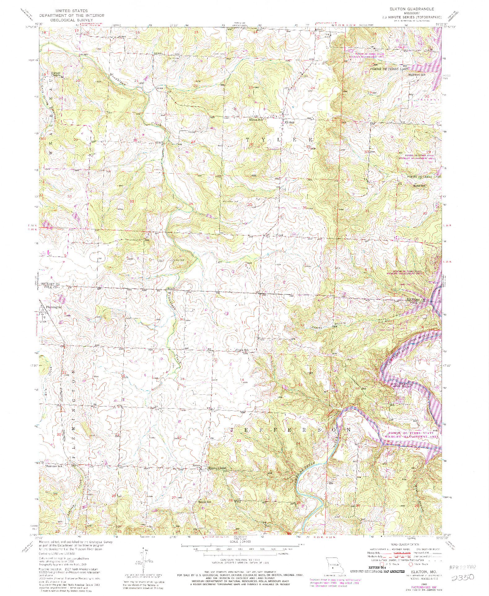 USGS 1:24000-SCALE QUADRANGLE FOR ELKTON, MO 1942