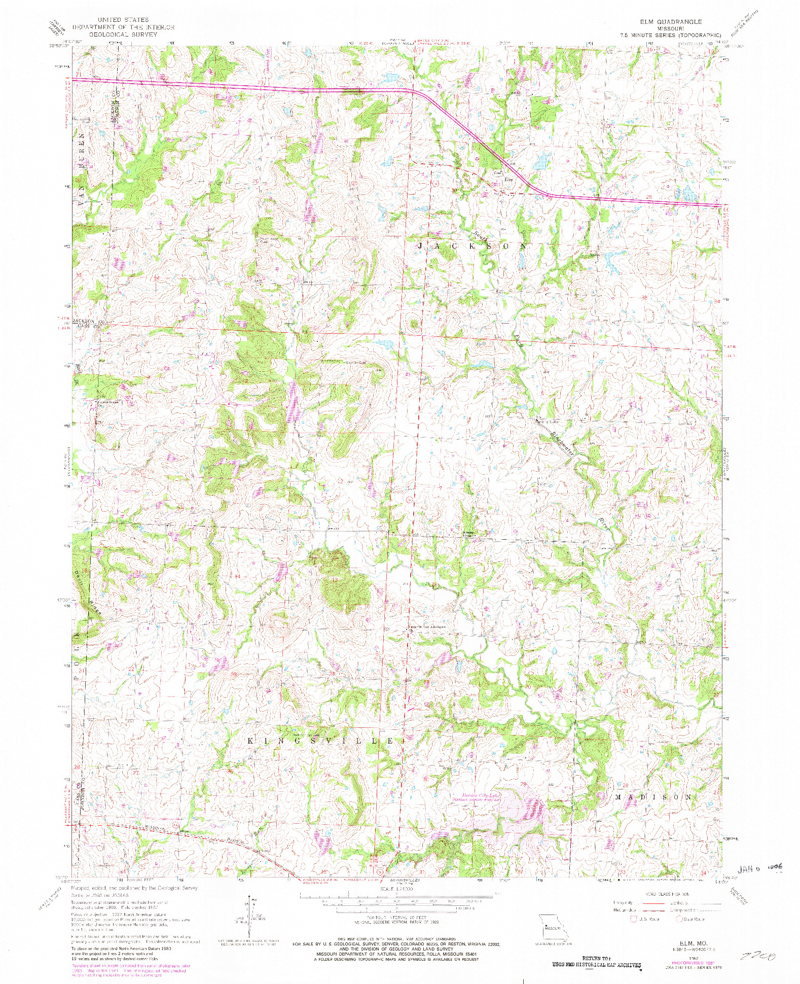 USGS 1:24000-SCALE QUADRANGLE FOR ELM, MO 1962