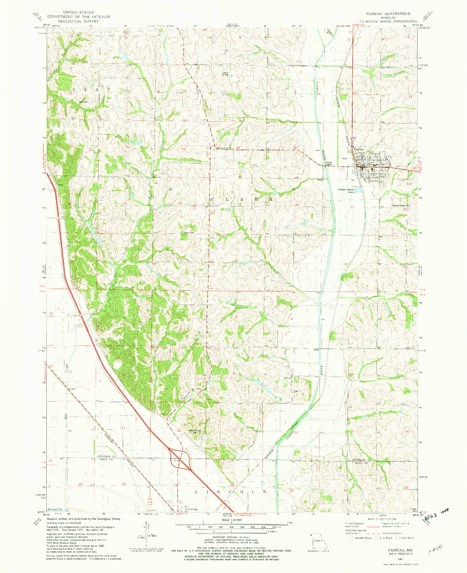 USGS 1:24000-SCALE QUADRANGLE FOR FAIRFAX, MO 1981