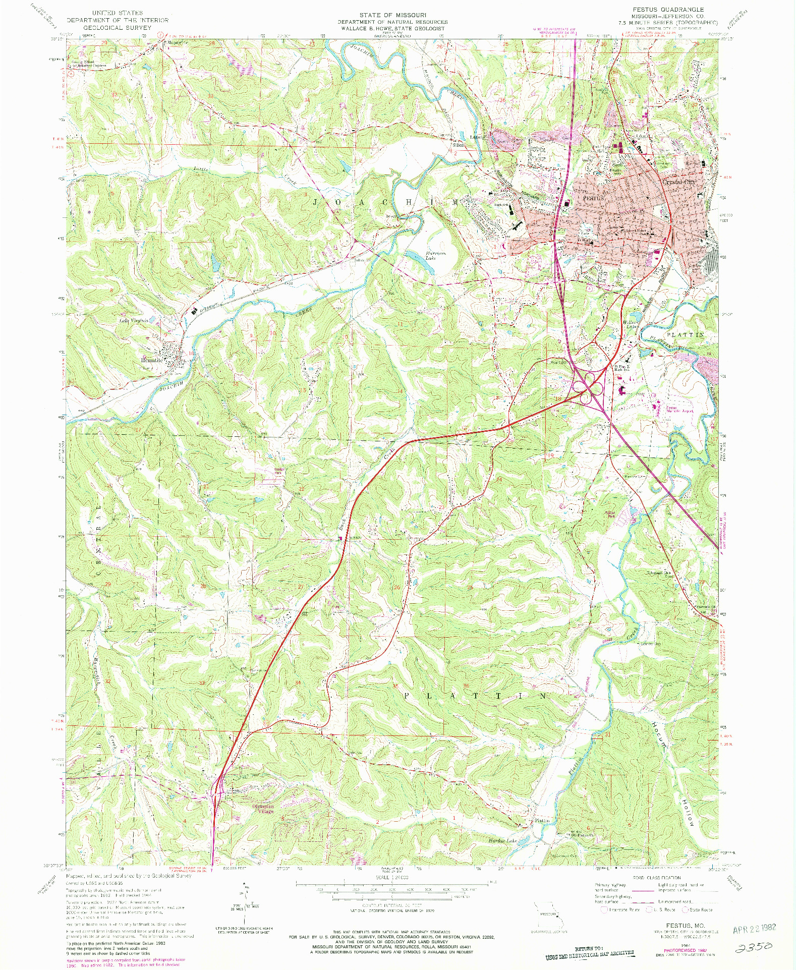 USGS 1:24000-SCALE QUADRANGLE FOR FESTUS, MO 1964