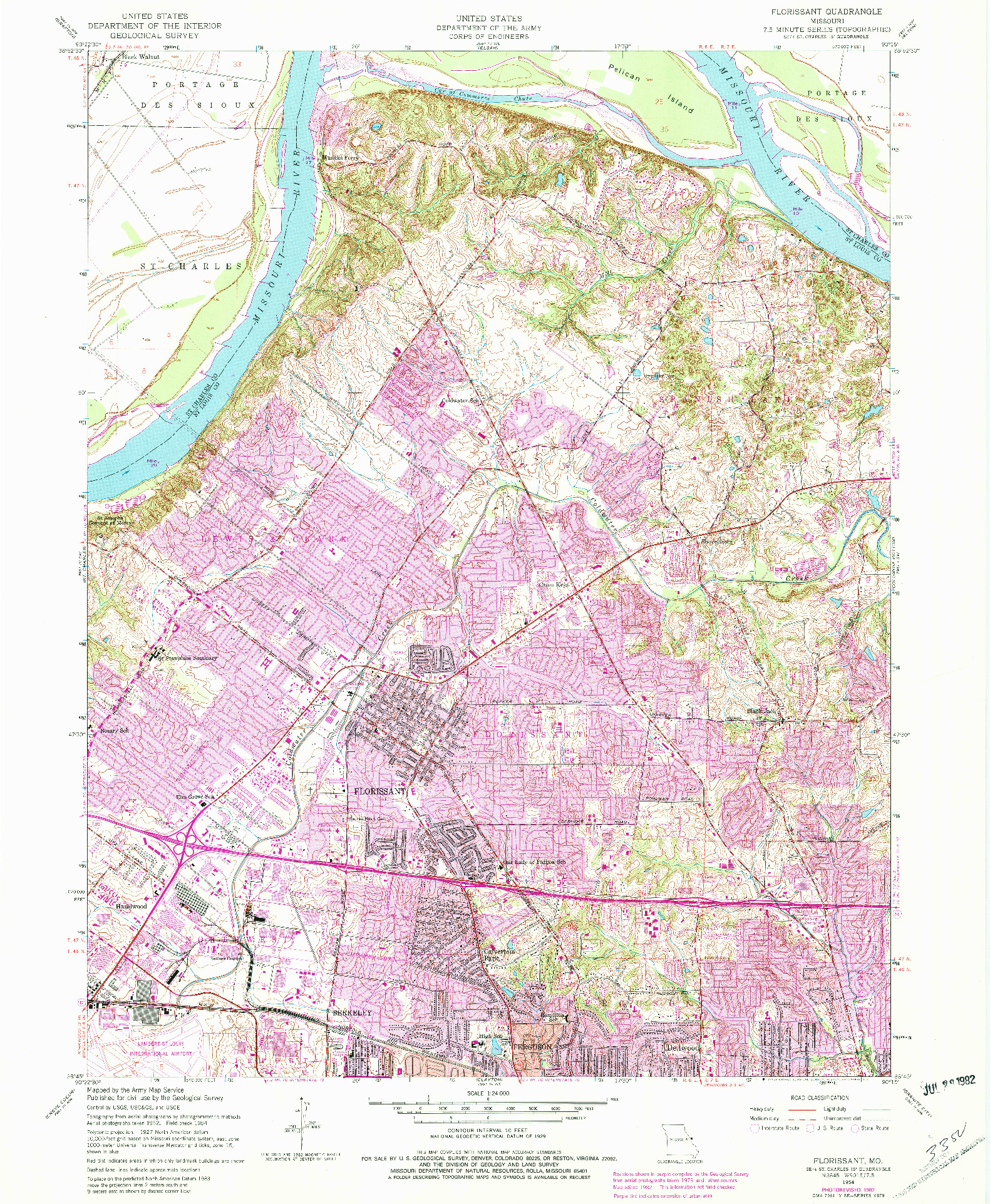 USGS 1:24000-SCALE QUADRANGLE FOR FLORISSANT, MO 1954