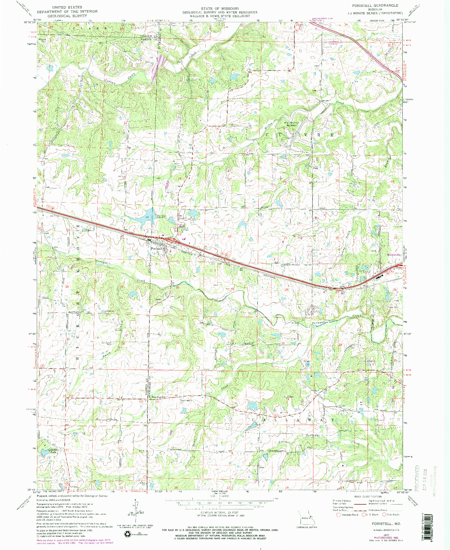 USGS 1:24000-SCALE QUADRANGLE FOR FORISTELL, MO 1972