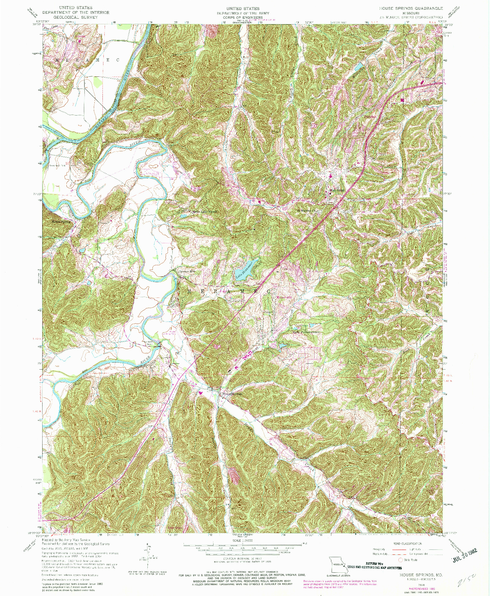 USGS 1:24000-SCALE QUADRANGLE FOR HOUSE SPRINGS, MO 1954