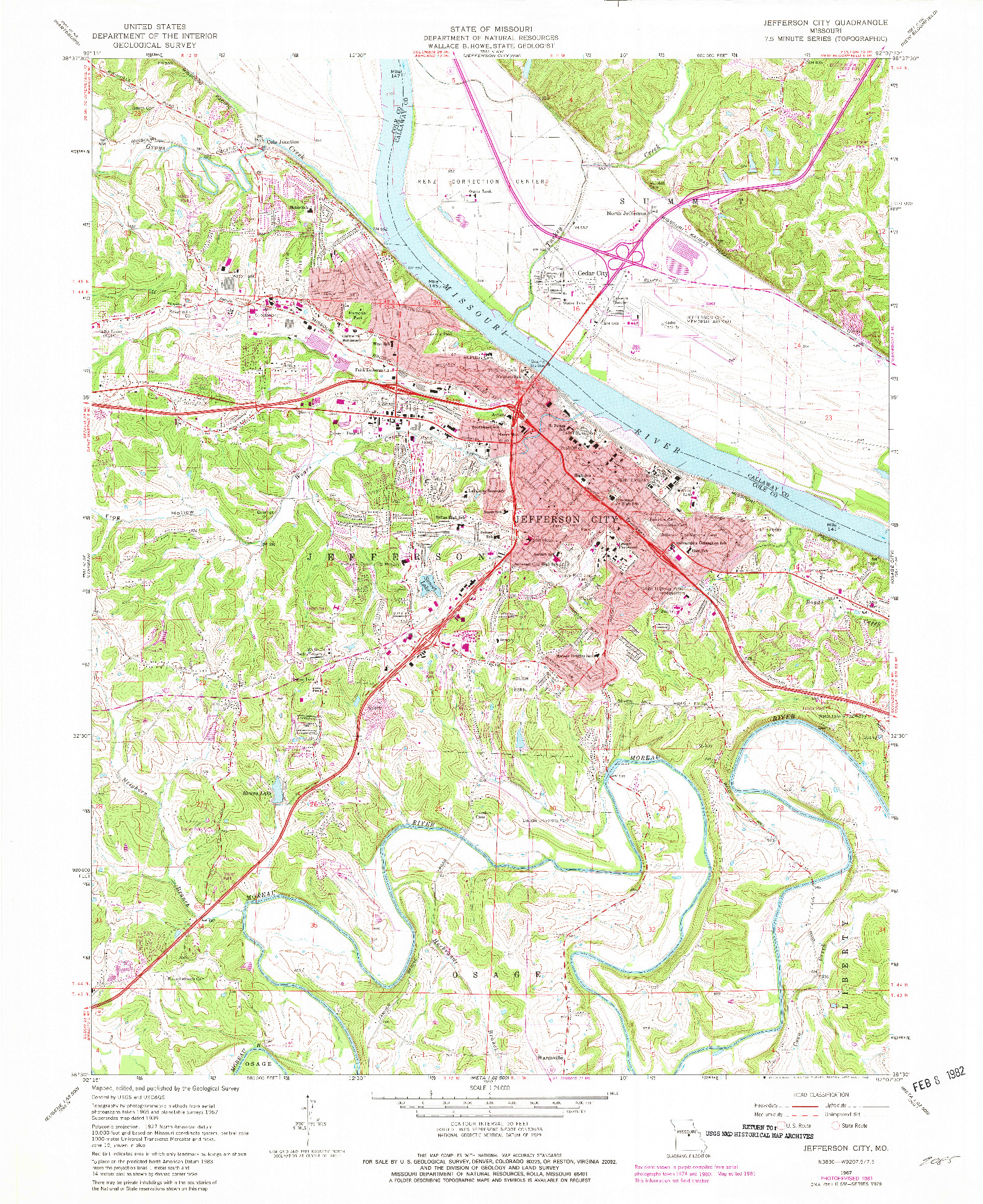 USGS 1:24000-SCALE QUADRANGLE FOR JEFFERSON CITY, MO 1967